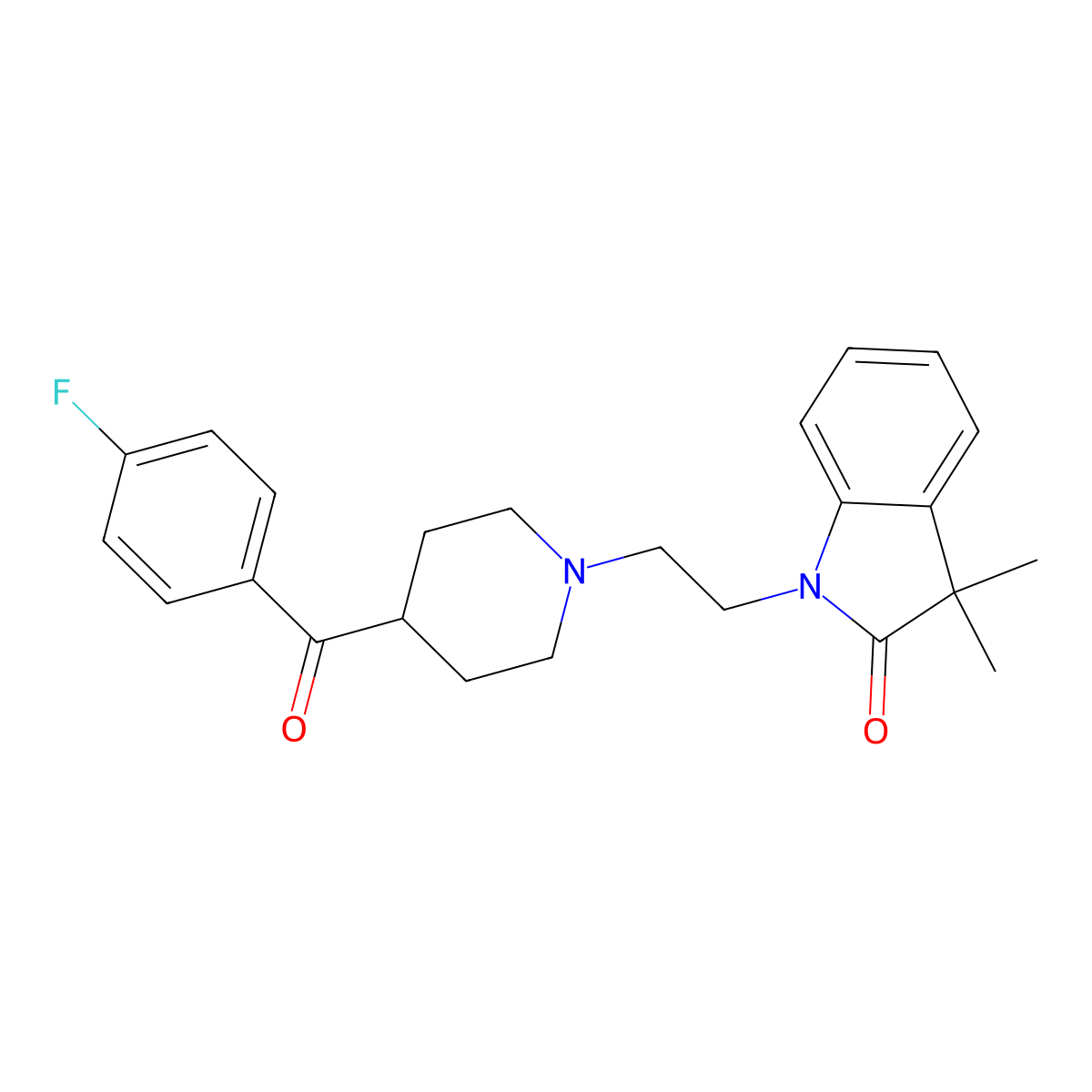 1-[2-[4-(4-Fluorobenzoyl)piperidin-1-yl]ethyl]-3,3-dimethylindol-2-one molecular structure, CAS 379215-96-0