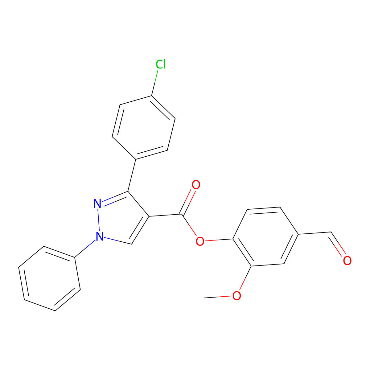 (4-Formyl-2-methoxyphenyl) 3-(4-chlorophenyl)-1-phenylpyrazole-4-carboxylate molecular structure, CAS 379218-72-1