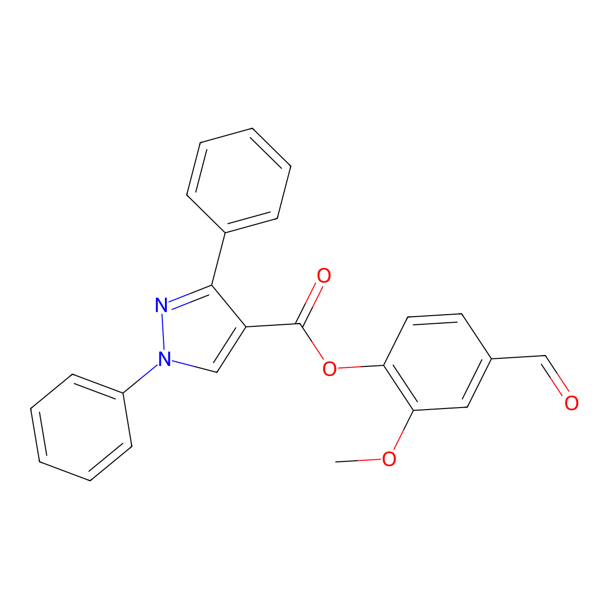 (4-Formyl-2-methoxyphenyl) 1,3-diphenylpyrazole-4-carboxylate molecular structure, CAS 379218-76-5
