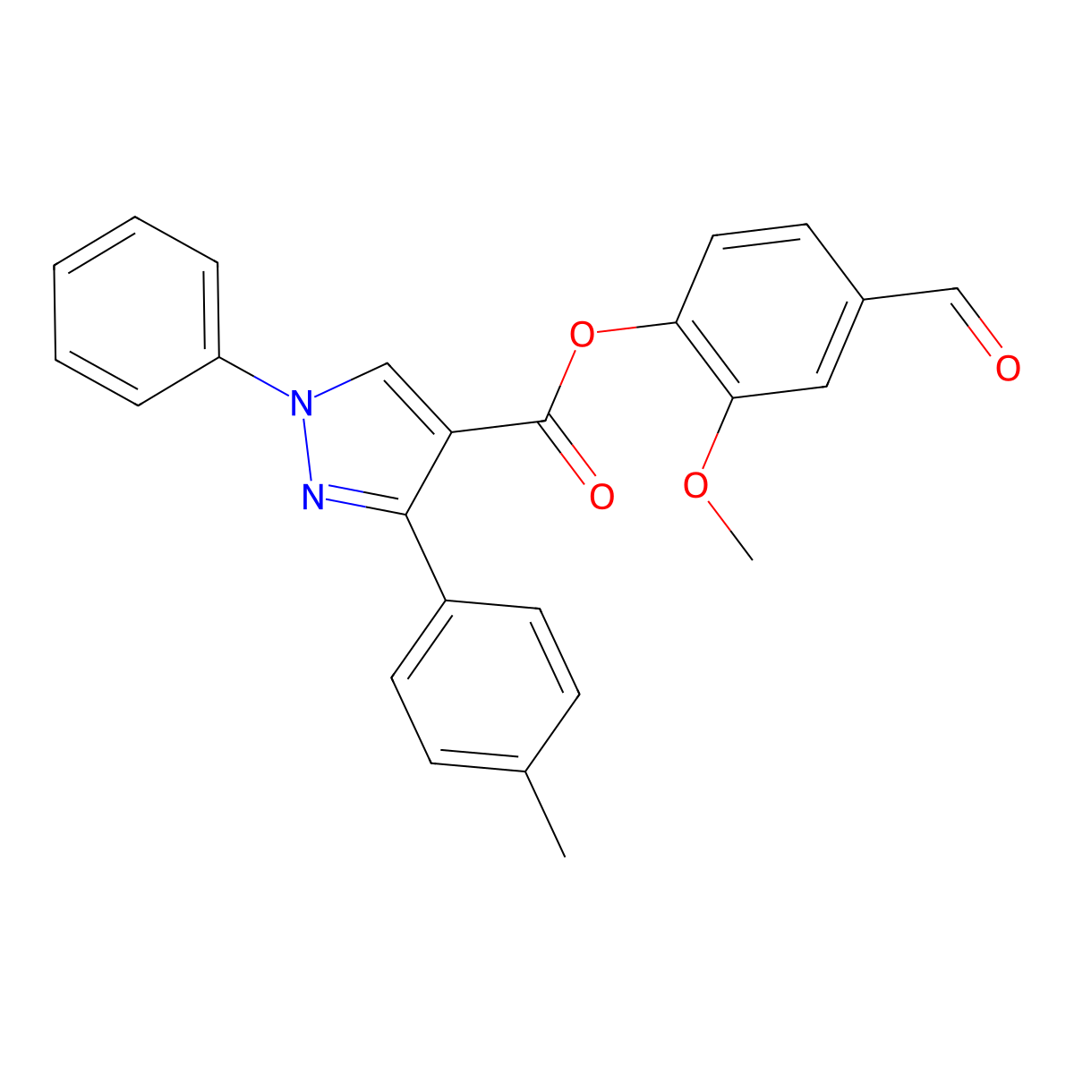 (4-Formyl-2-methoxyphenyl) 3-(4-methylphenyl)-1-phenylpyrazole-4-carboxylate molecular structure, CAS 379218-77-6
