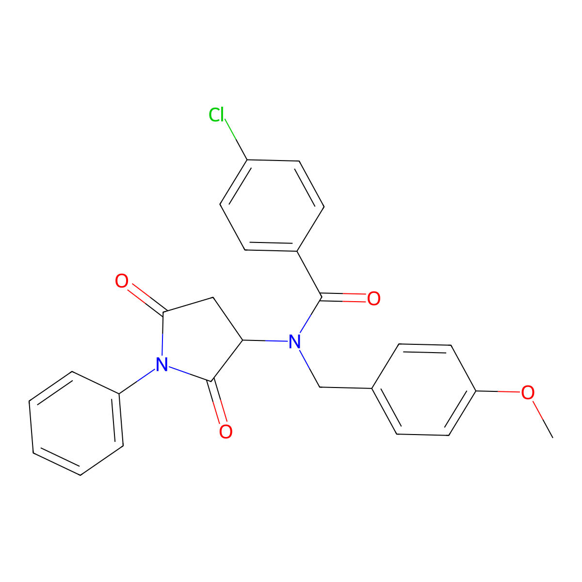 4-chloro-N-(2,5-dioxo-1-phenylpyrrolidin-3-yl)-N-(4-methoxybenzyl)benzamide molecular structure, CAS 379219-15-5