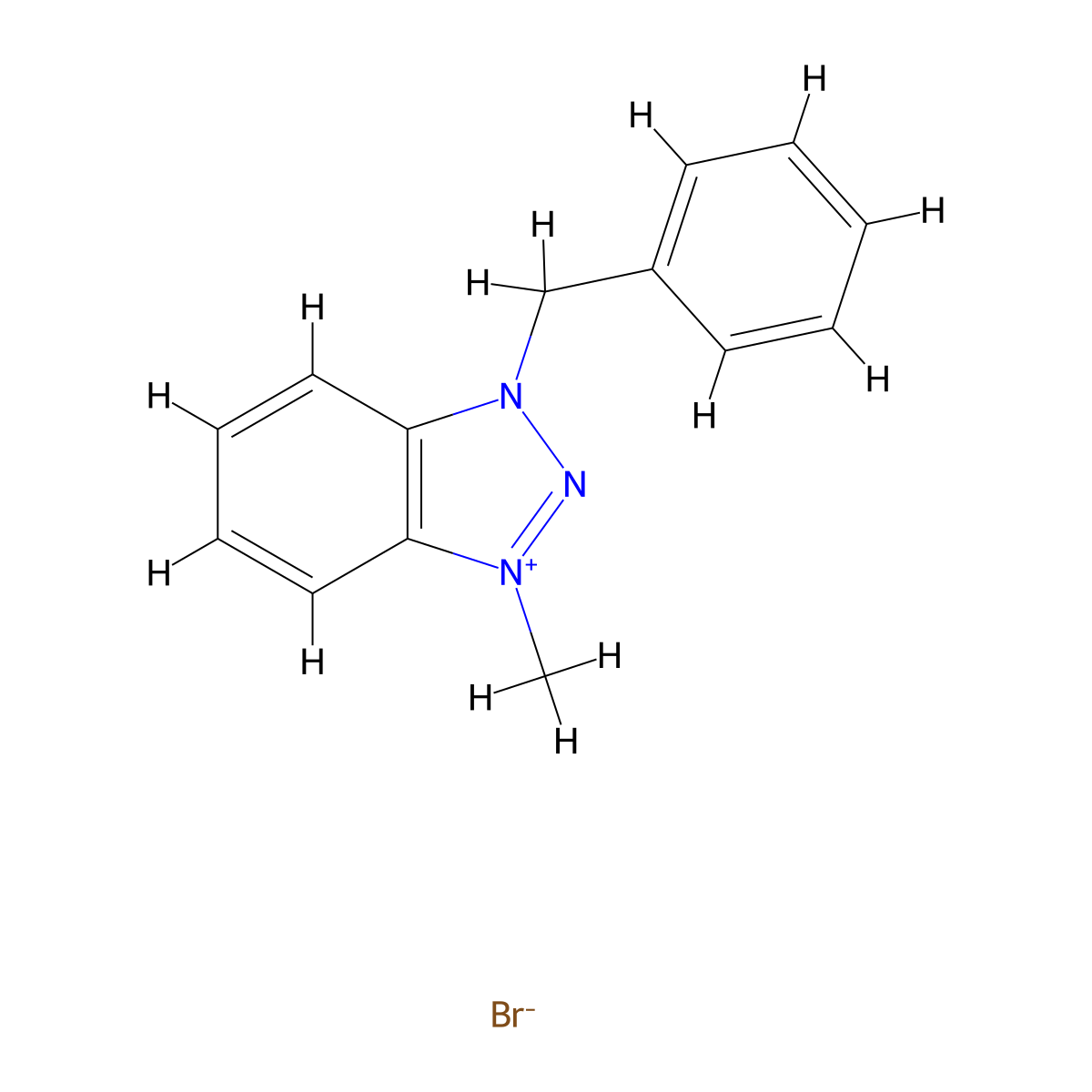 1-Benzyl-3-methyl-1H-1,2,3-benzotriazol-3-ium bromide molecular structure, CAS 37922-13-7