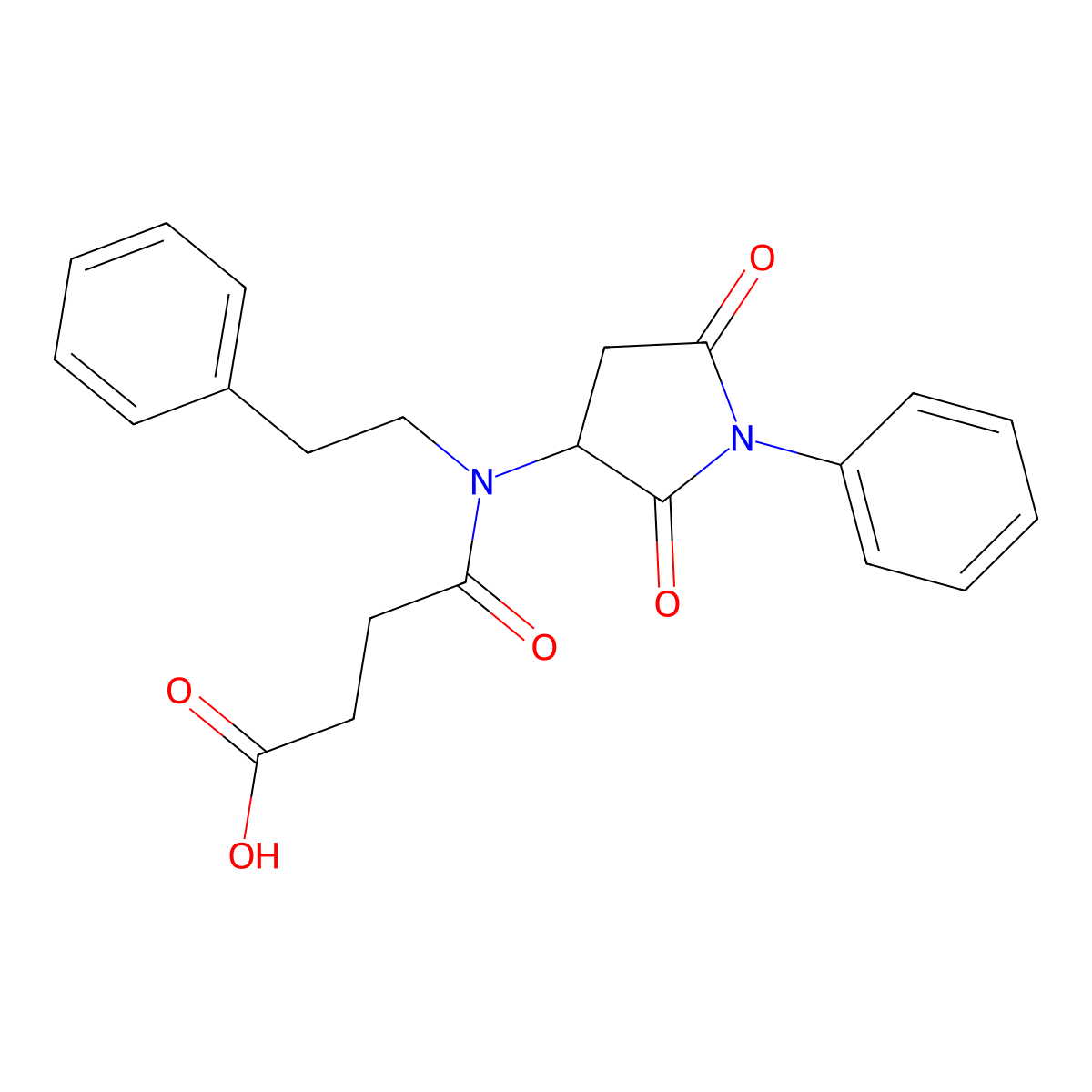 4-((2,5-Dioxo-1-phenylpyrrolidin-3-yl)(phenethyl)amino)-4-oxobutanoic acid molecular structure, CAS 379223-38-8