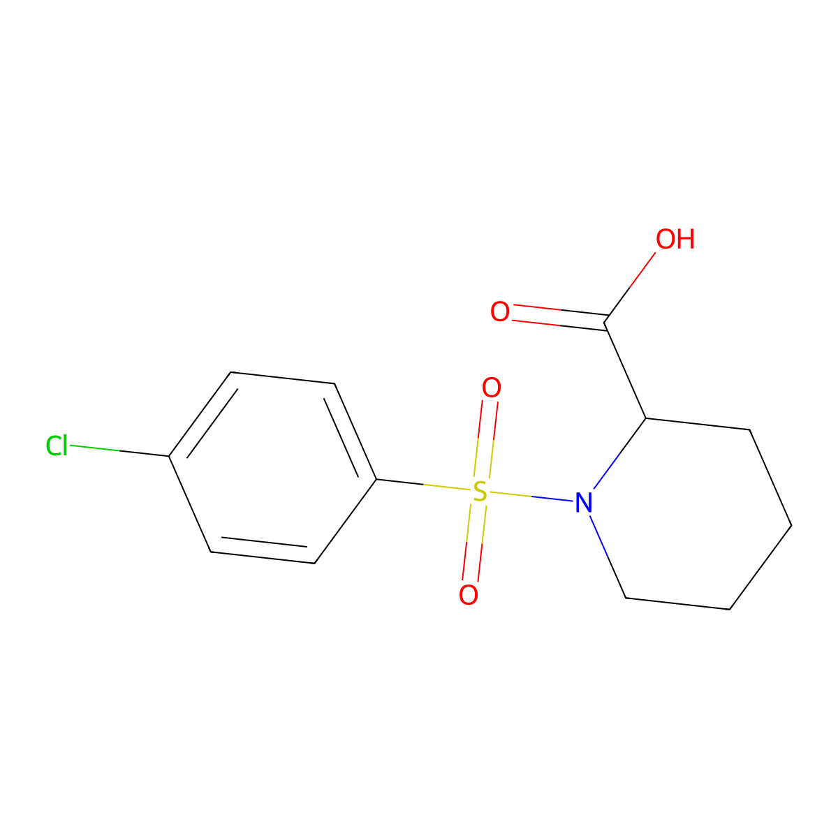 1-((4-Chlorophenyl)sulfonyl)piperidine-2-carboxylic acid molecular structure, CAS 379223-45-7