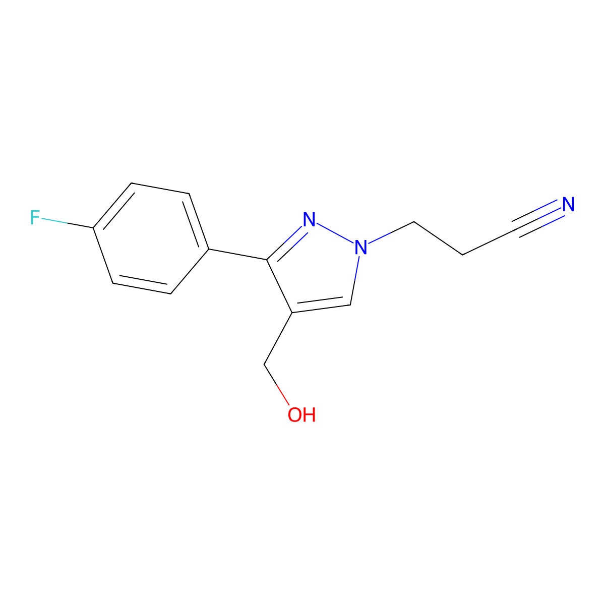 3-[3-(4-fluorophenyl)-4-(hydroxymethyl)-1H-pyrazol-1-yl]propanenitrile molecular structure, CAS 379223-82-2