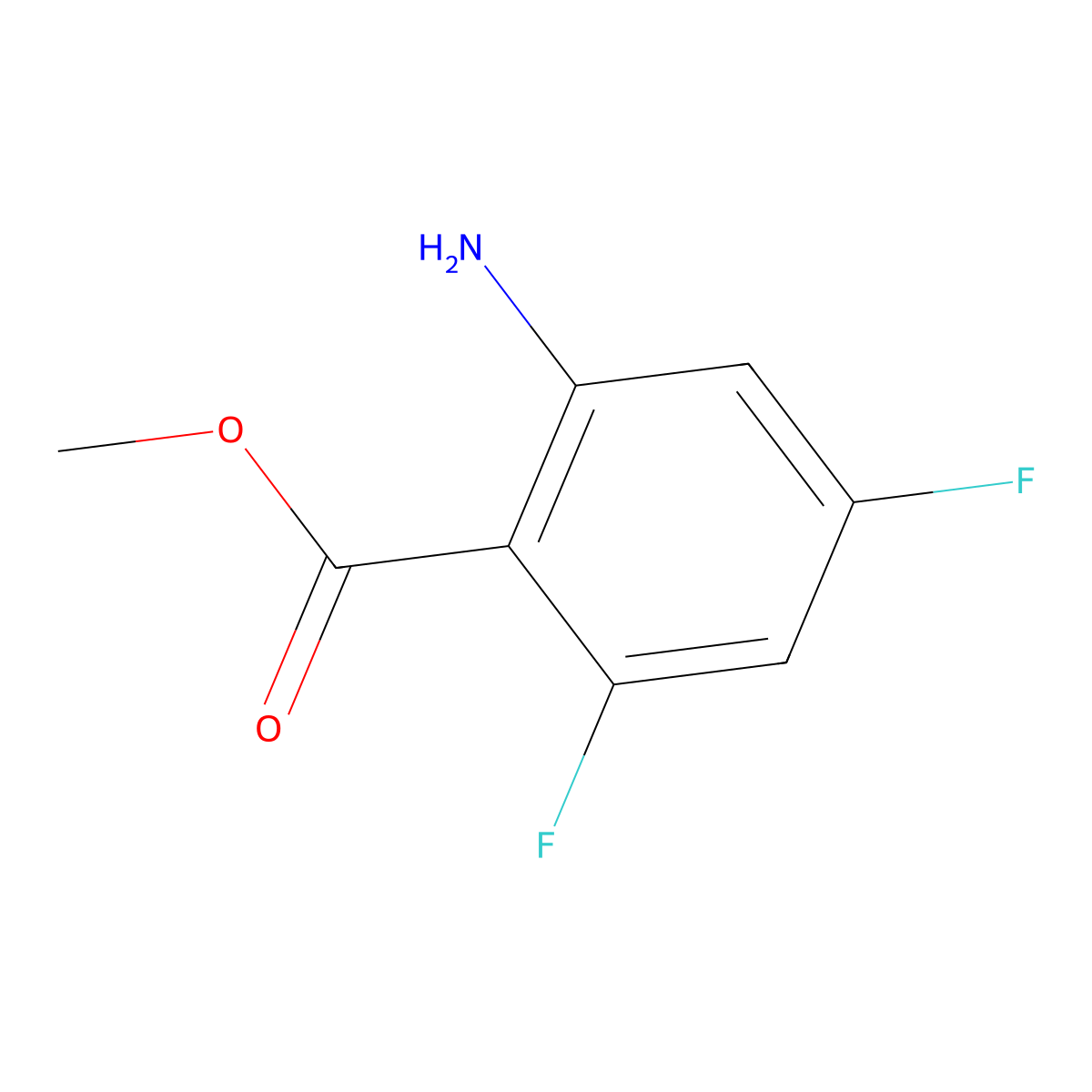 Methyl 2-amino-4,6-difluorobenzoate molecular structure, CAS 379228-57-6