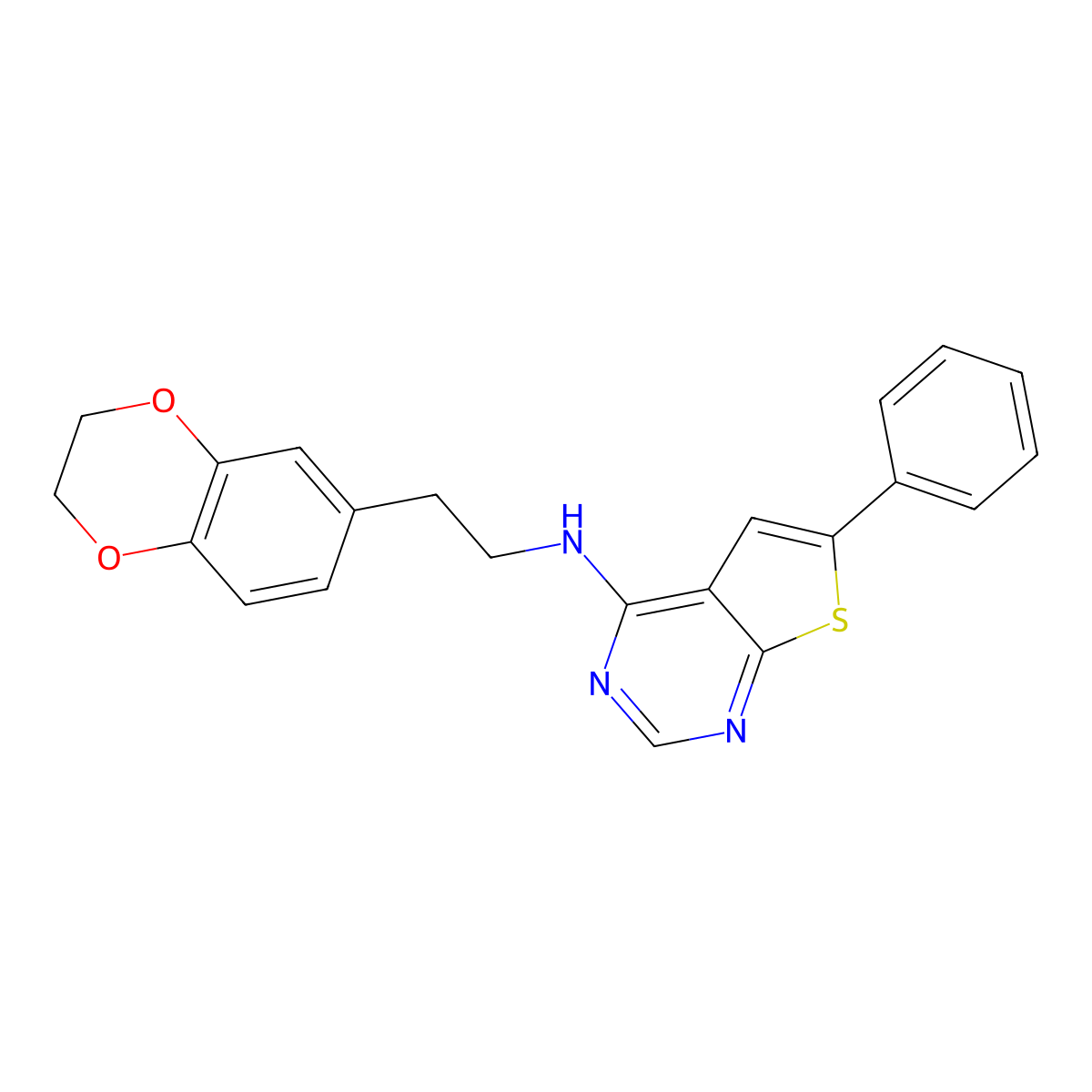 N-[2-(2,3-dihydro-1,4-benzodioxin-6-yl)ethyl]-6-phenylthieno[2,3-d]pyrimidin-4-amine molecular structure, CAS 379236-04-1