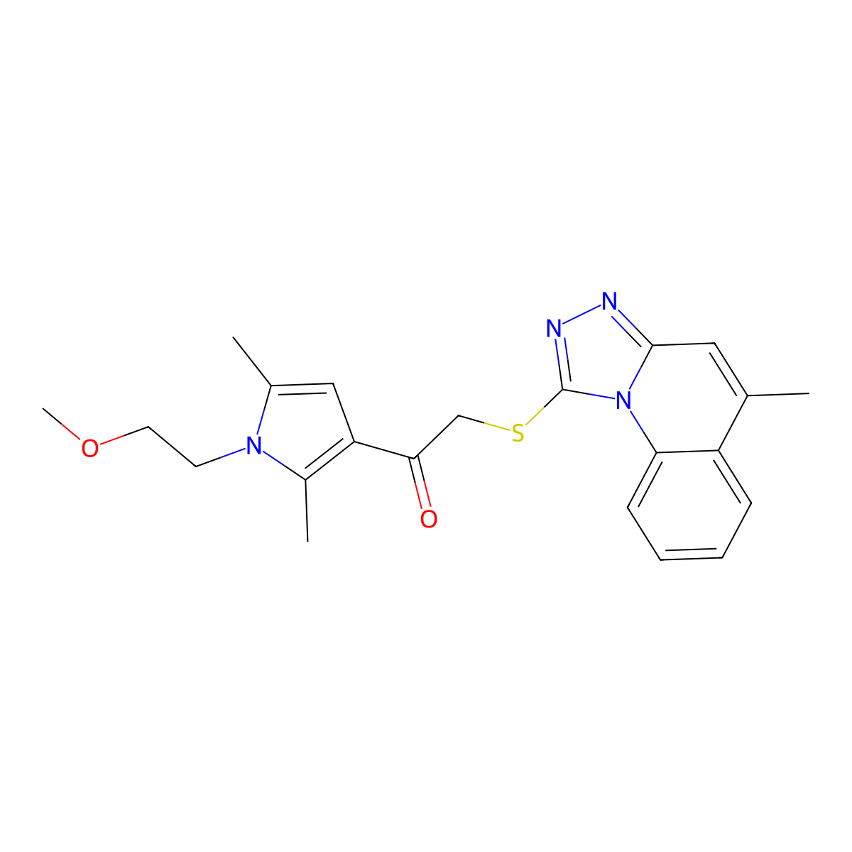 1-(1-(2-methoxyethyl)-2,5-dimethyl-1H-pyrrol-3-yl)-2-((5-methyl-[1,2,4]triazolo[4,3-a]quinolin-1-yl)thio)ethanone molecular structure, CAS 379236-24-5