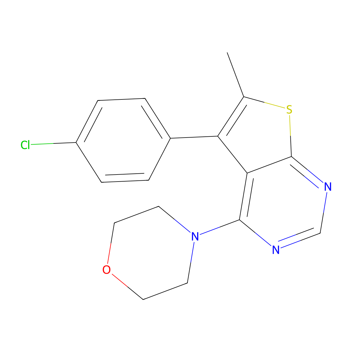 4-(5-(4-Chlorophenyl)-6-methylthieno[2,3-d]pyrimidin-4-yl)morpholine molecular structure, CAS 379236-27-8