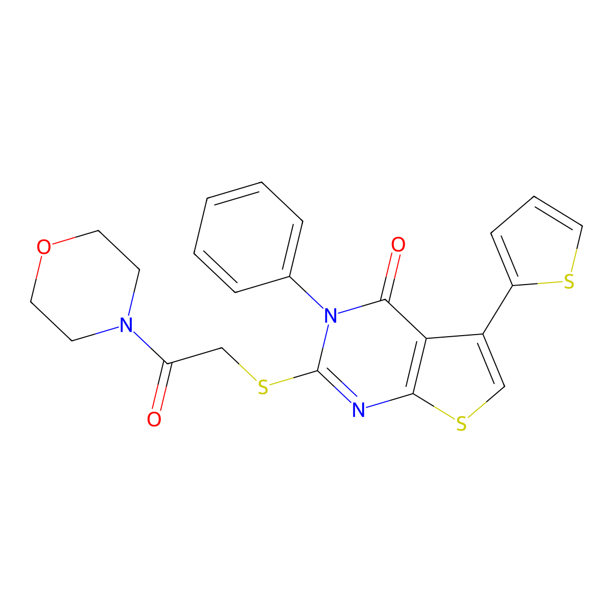 2-((2-morpholino-2-oxoethyl)thio)-3-phenyl-5-(thiophen-2-yl)thieno[2,3-d]pyrimidin-4(3H)-one molecular structure, CAS 379236-52-9