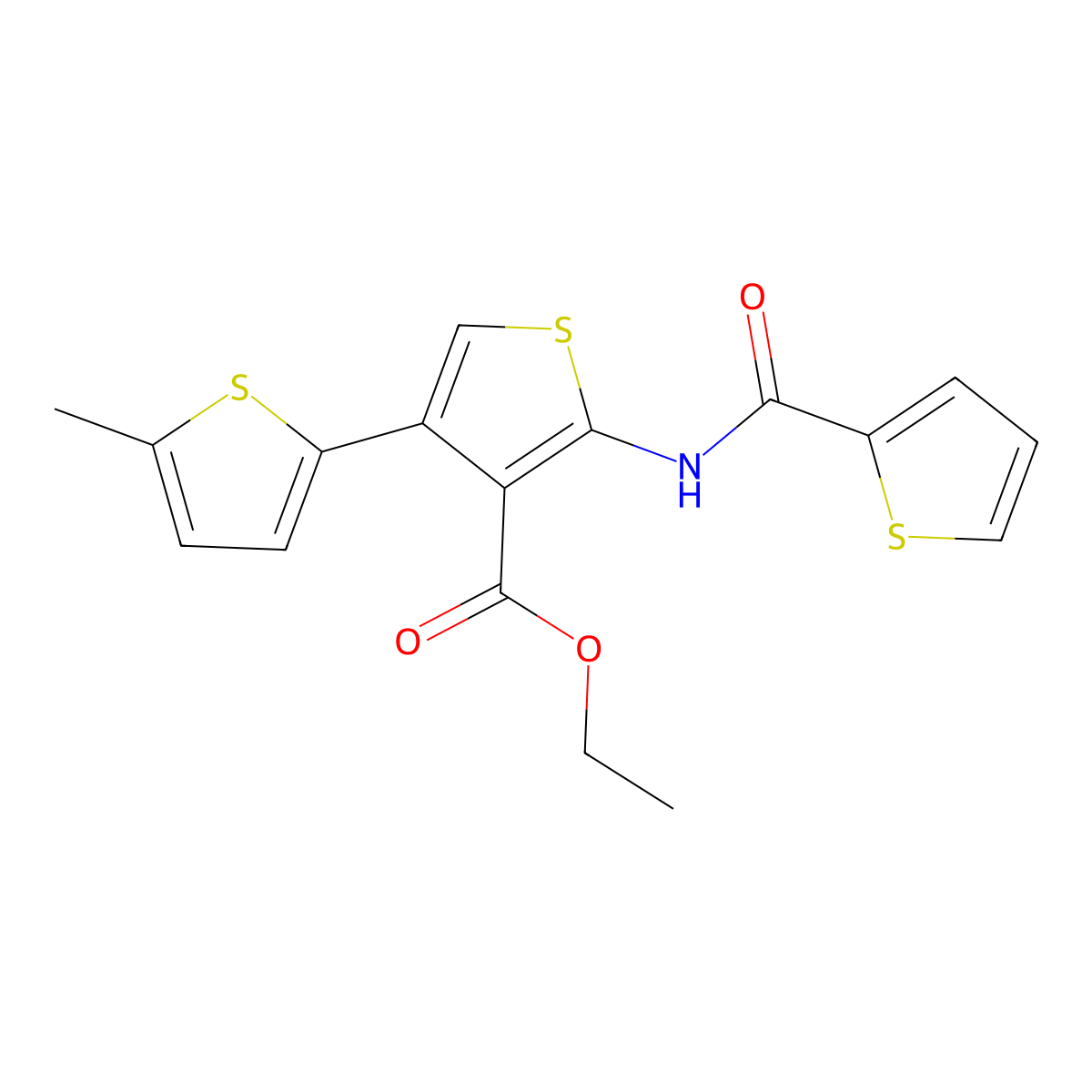 Ethyl 4-(5-methylthiophen-2-yl)-2-(thiophene-2-carbonylamino)thiophene-3-carboxylate molecular structure, CAS 379236-64-3