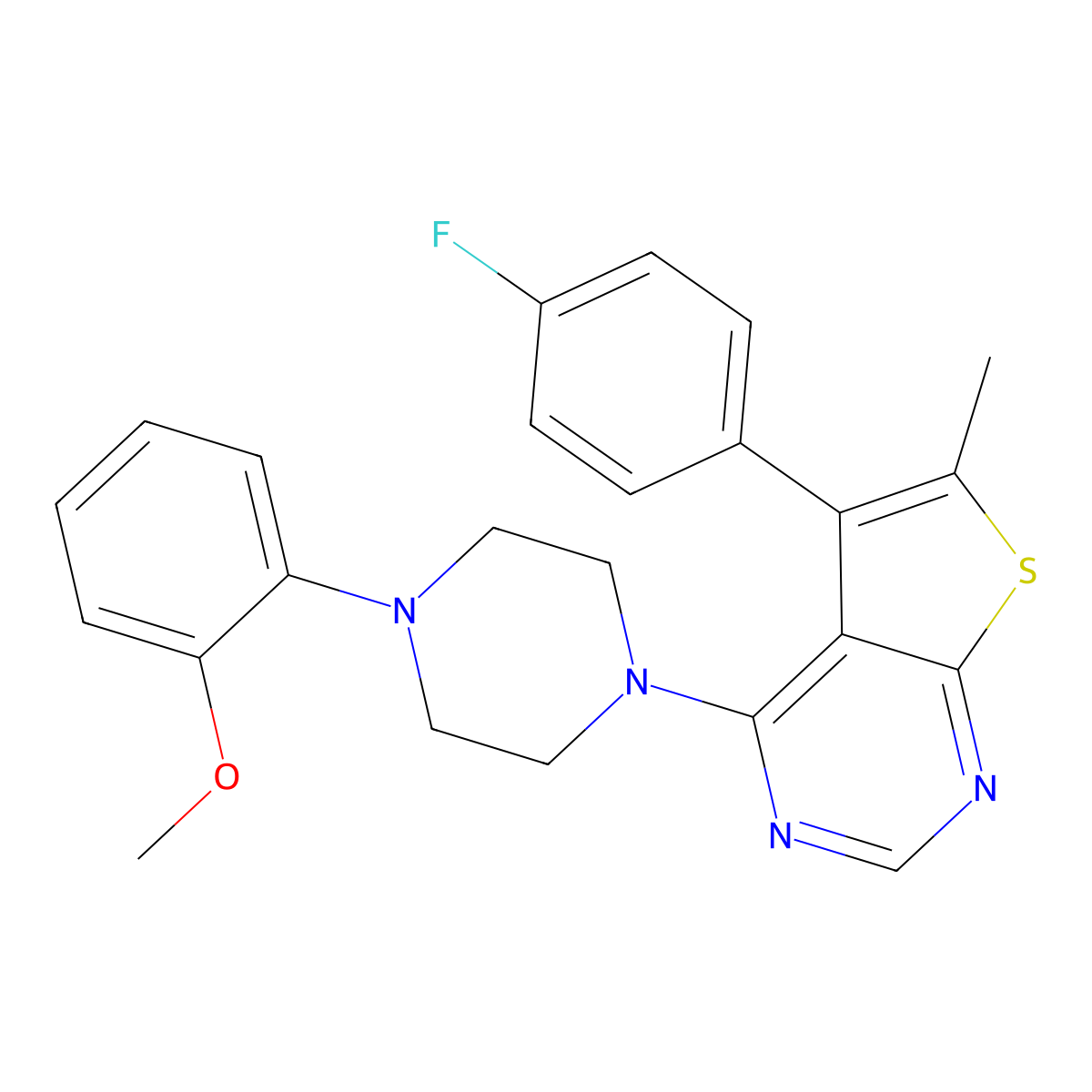 5-(4-Fluorophenyl)-4-(4-(2-methoxyphenyl)piperazin-1-yl)-6-methylthieno[2,3-d]pyrimidine molecular structure, CAS 379236-72-3