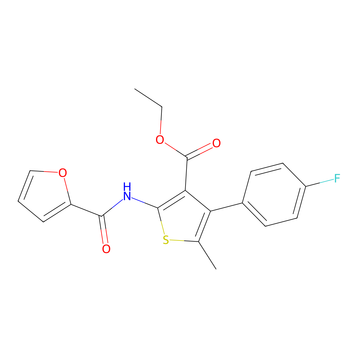 Ethyl 4-(4-fluorophenyl)-2-(furan-2-carbonylamino)-5-methylthiophene-3-carboxylate molecular structure, CAS 379236-84-7