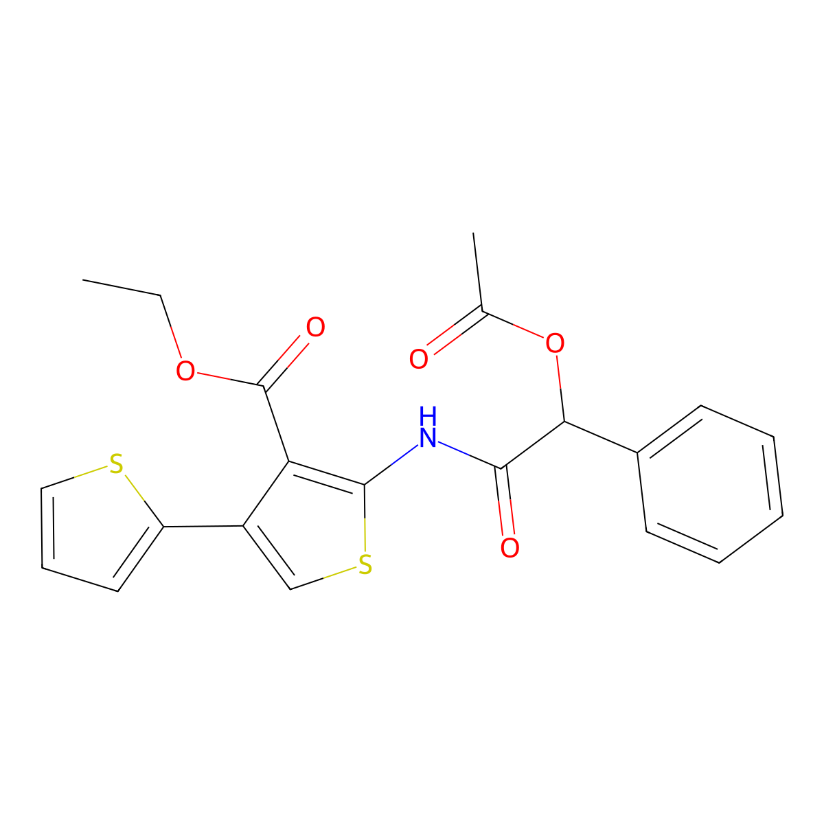{N-[3-(ethoxycarbonyl)-4-(2-thienyl)(2-thienyl)]carbamoyl}phenylmethyl acetate molecular structure, CAS 379236-92-7