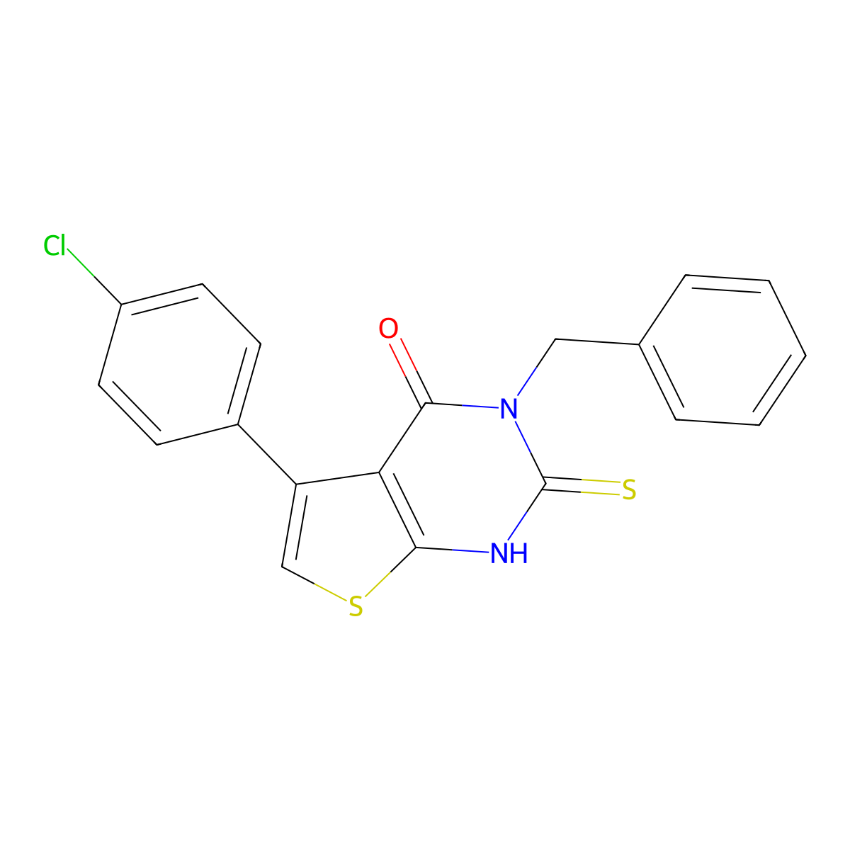 3-benzyl-5-(4-chlorophenyl)-2-thioxo-2,3-dihydrothieno[2,3-d]pyrimidin-4(1H)-one molecular structure, CAS 379236-99-4