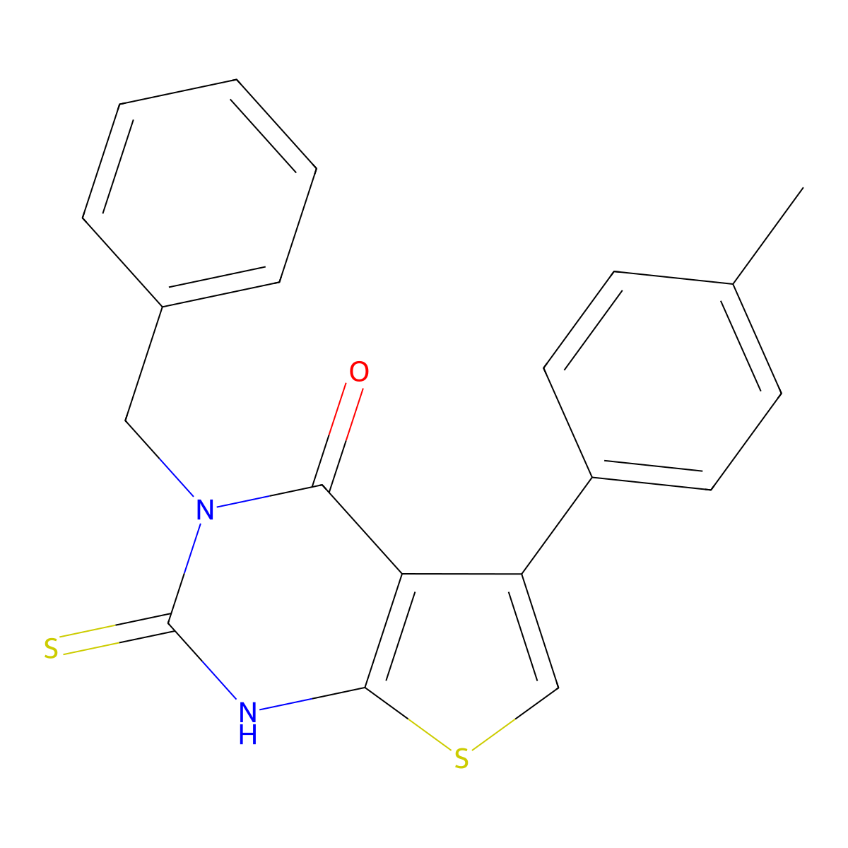 3-benzyl-5-(4-methylphenyl)-2-thioxo-2,3-dihydrothieno[2,3-d]pyrimidin-4(1H)-one molecular structure, CAS 379237-00-0