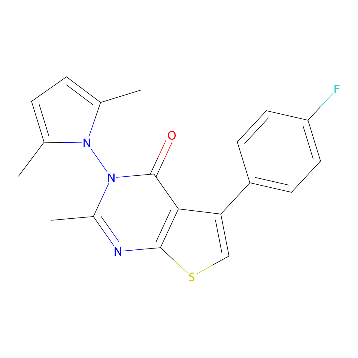 3-(2,5-dimethyl-1H-pyrrol-1-yl)-5-(4-fluorophenyl)-2-methylthieno[2,3-d]pyrimidin-4(3H)-one molecular structure, CAS 379237-76-0