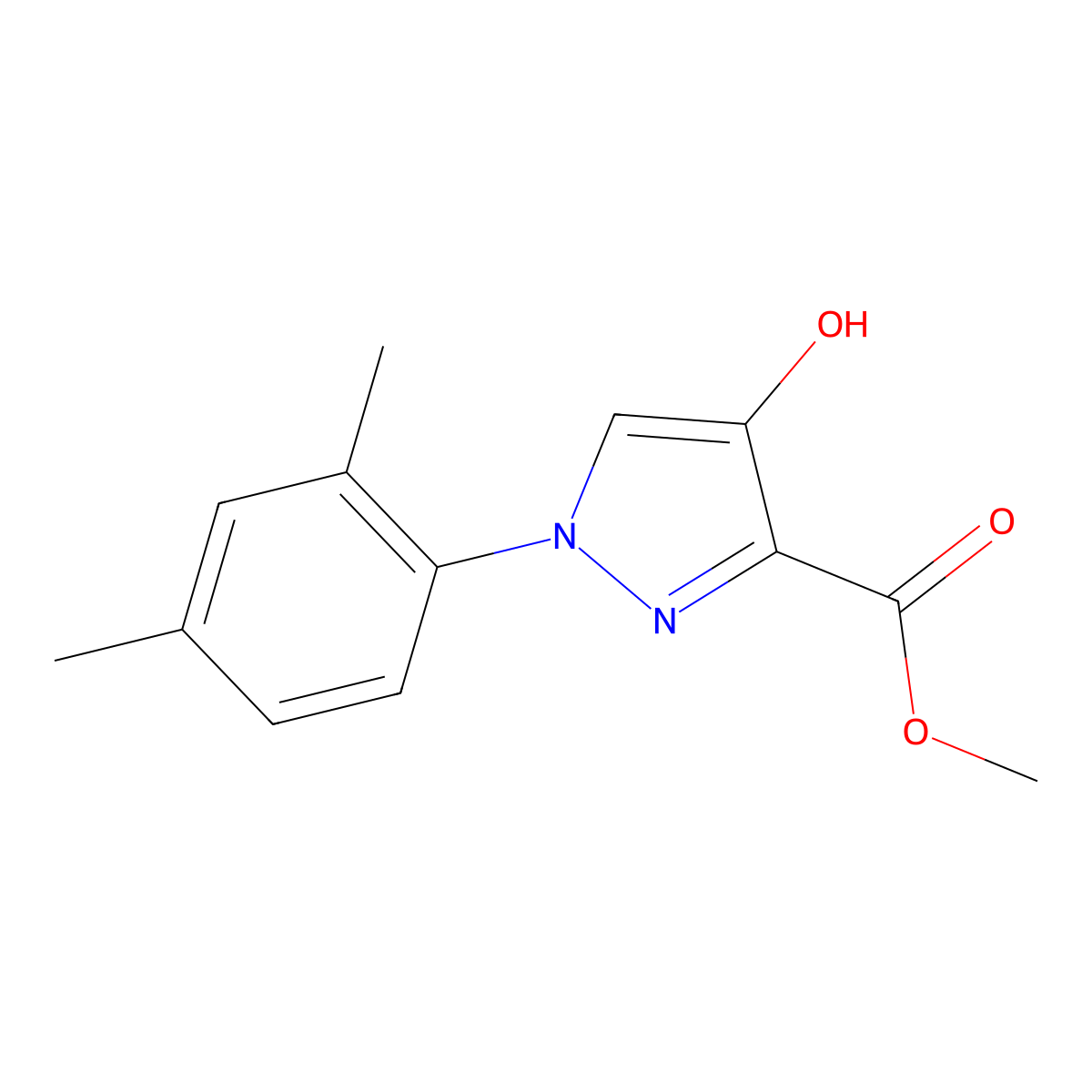 methyl 1-(2,4-dimethylphenyl)-4-hydroxy-1H-pyrazole-3-carboxylate molecular structure, CAS 379237-89-5