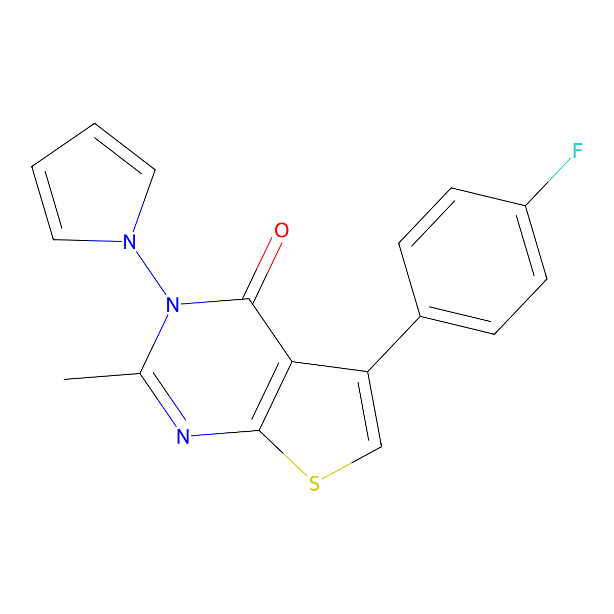 5-(4-Fluorophenyl)-2-methyl-3-(1H-pyrrol-1-YL)thieno(2,3-D)pyrimidin-4(3H)-one molecular structure, CAS 379237-96-4