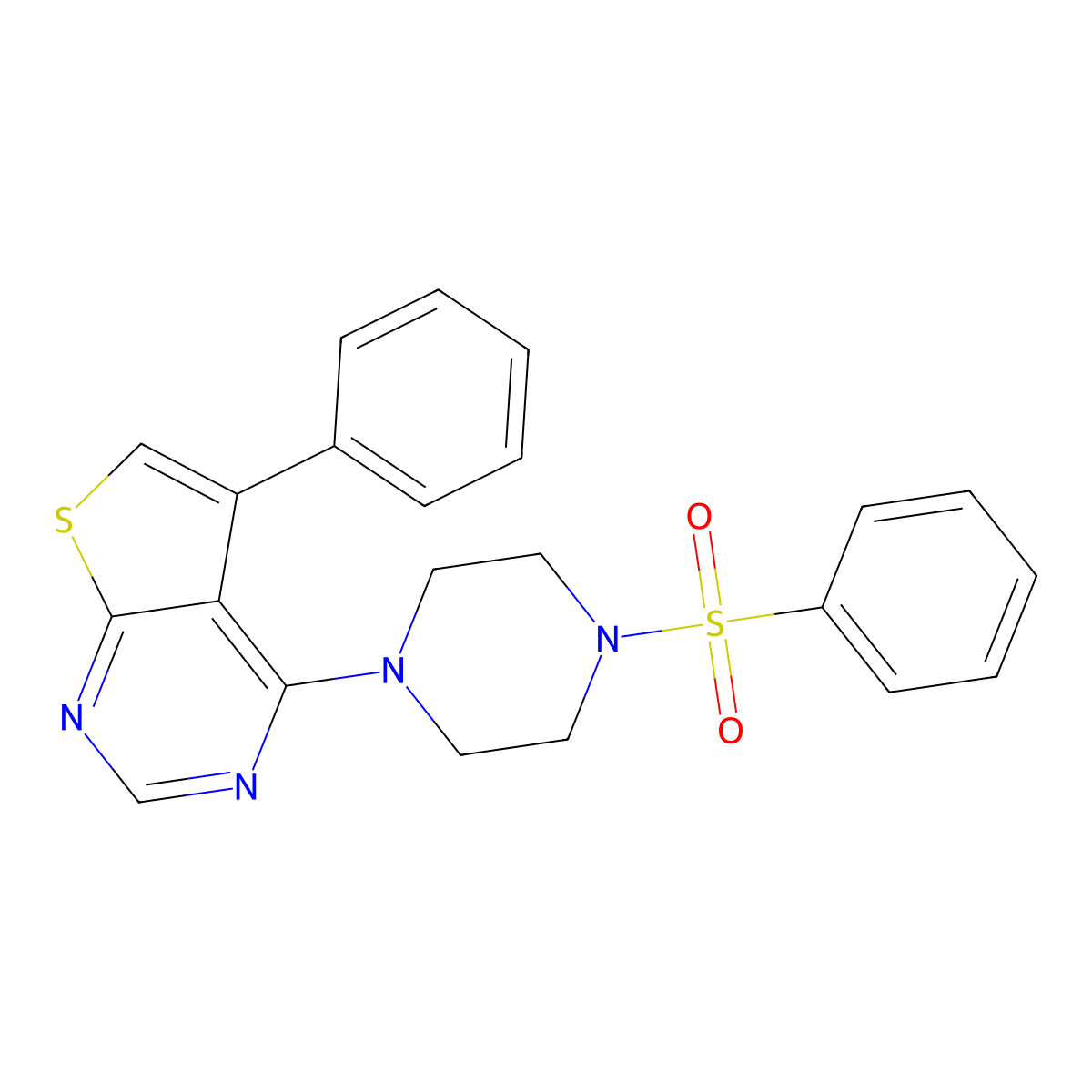 4-(4-Benzenesulfonyl-piperazin-1-yl)-5-phenyl-thieno[2,3-d]pyrimidine molecular structure, CAS 379237-98-6