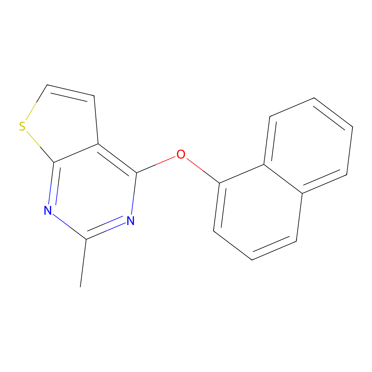 2-Methyl-4-(naphthalen-1-yloxy)thieno[2,3-d]pyrimidine molecular structure, CAS 379238-03-6