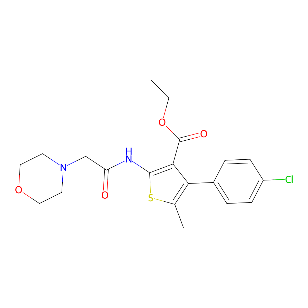 Ethyl 4-(4-chlorophenyl)-5-methyl-2-[(morpholin-4-ylacetyl)amino]thiophene-3-carboxylate molecular structure, CAS 379238-29-6