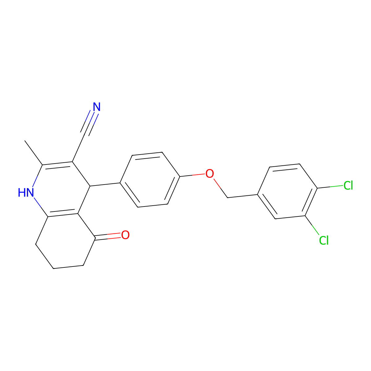 4-(4-((3,4-Dichlorobenzyl)oxy)phenyl)-2-methyl-5-oxo-1,4,5,6,7,8-hexahydroquinoline-3-carbonitrile molecular structure, CAS 379238-51-4