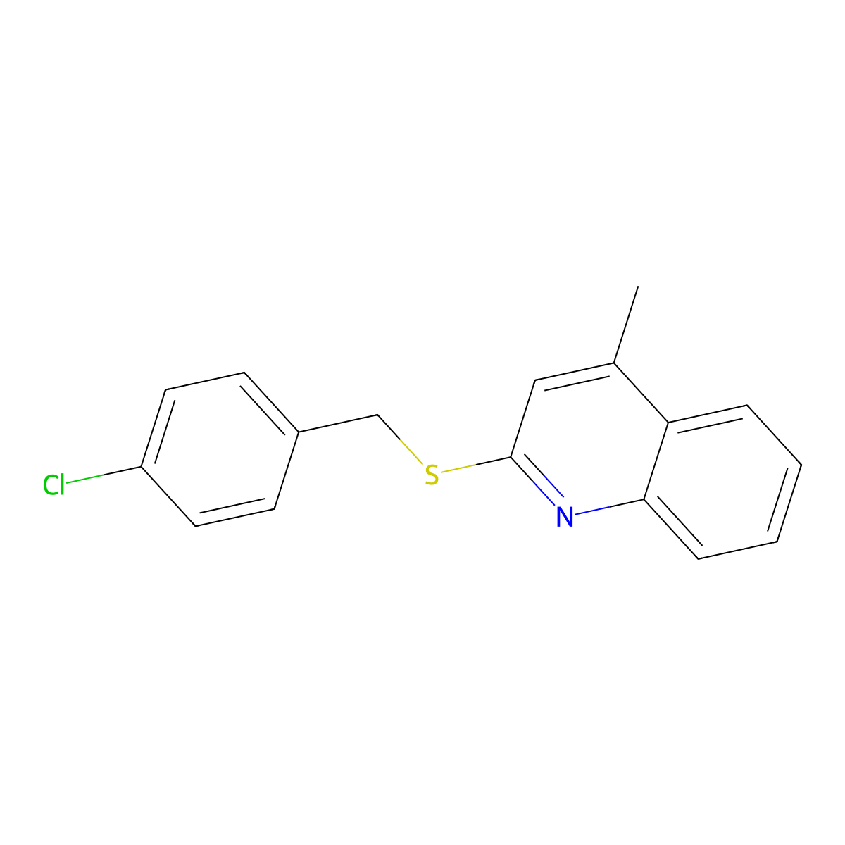 2-[(4-Chlorobenzyl)sulfanyl]-4-methylquinoline molecular structure, CAS 379238-54-7