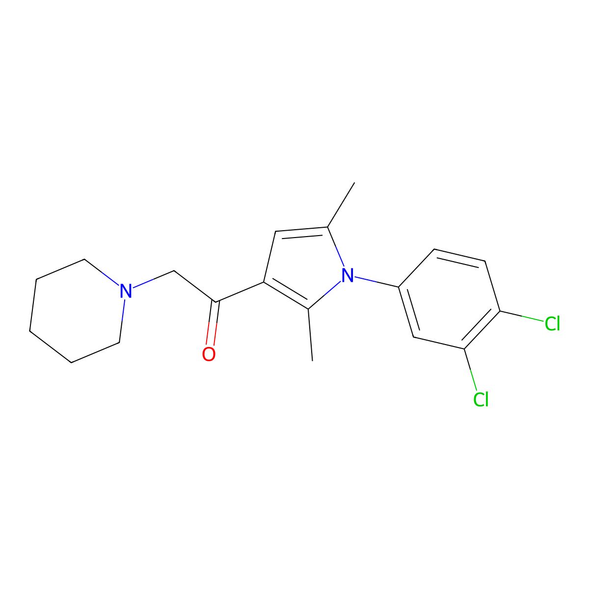 1-[1-(3,4-Dichlorophenyl)-2,5-dimethylpyrrol-3-yl]-2-piperidin-1-ylethanone molecular structure, CAS 379238-57-0