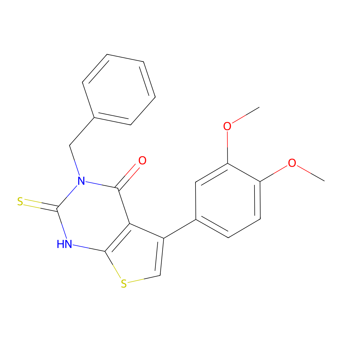 3-benzyl-5-(3,4-dimethoxyphenyl)-2-thioxo-2,3-dihydrothieno[2,3-d]pyrimidin-4(1H)-one molecular structure, CAS 379238-58-1