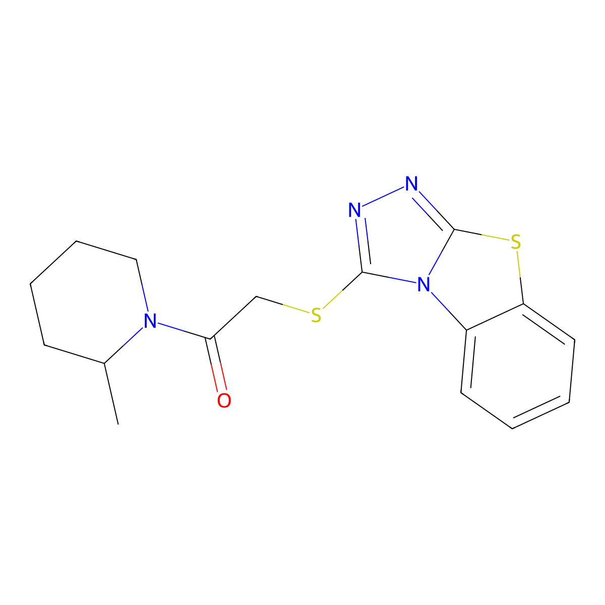 1-(2-Methylpiperidin-1-yl)-2-{7-thia-2,4,5-triazatricyclo[6.4.0.0^{2,6}]dodeca-1(8),3,5,9,11-pentaen-3-ylsulfanyl}ethan-1-one molecular structure, CAS 379238-62-7
