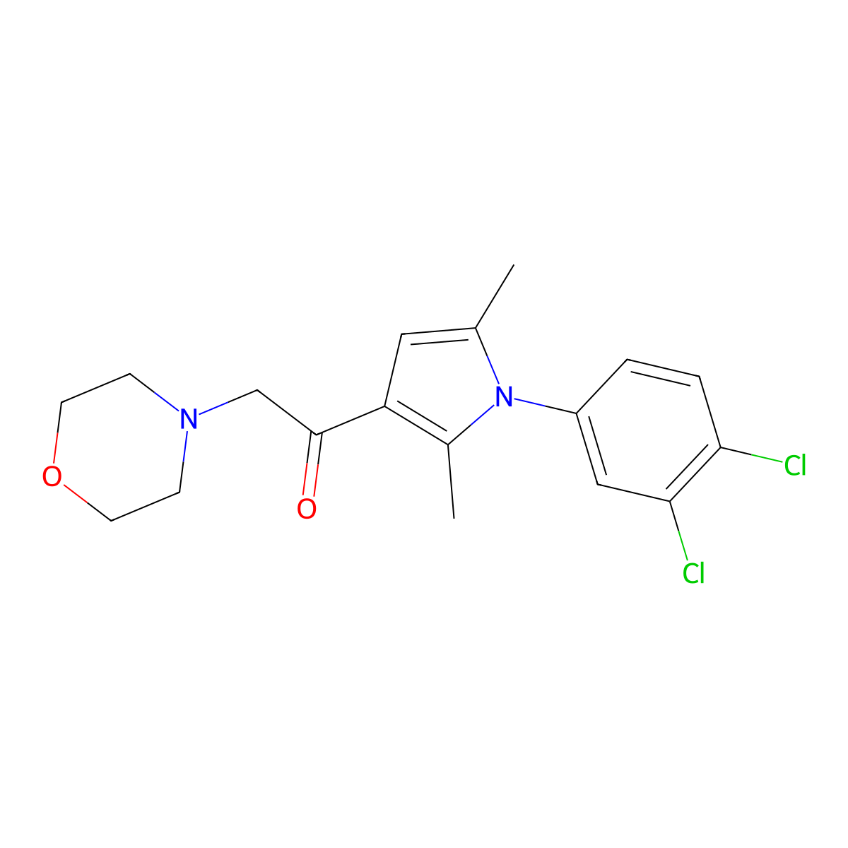 1-(1-(3,4-dichlorophenyl)-2,5-dimethyl-1H-pyrrol-3-yl)-2-morpholinoethanone molecular structure, CAS 379238-63-8
