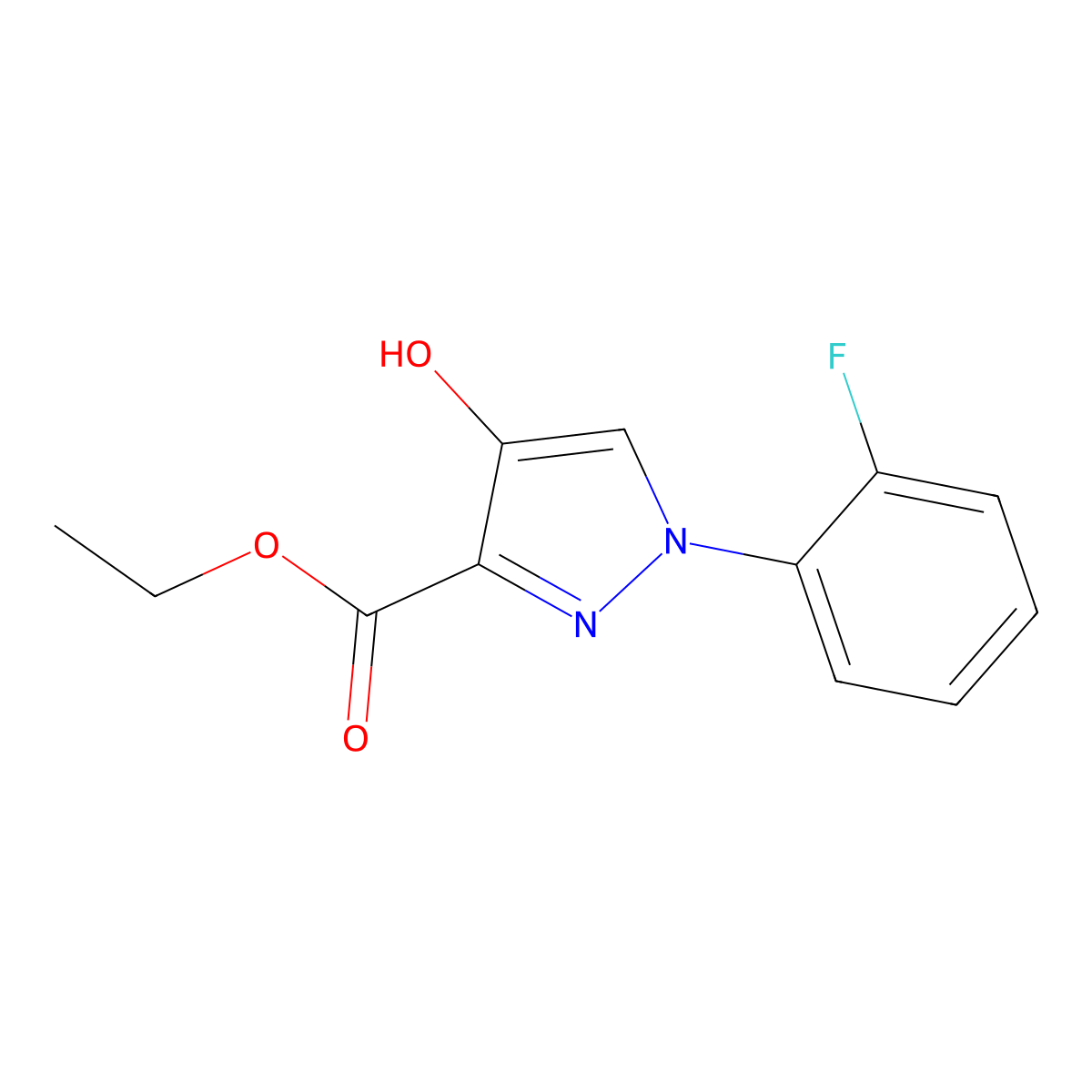 Ethyl 1-(2-fluorophenyl)-4-hydroxypyrazole-3-carboxylate molecular structure, CAS 379238-80-9