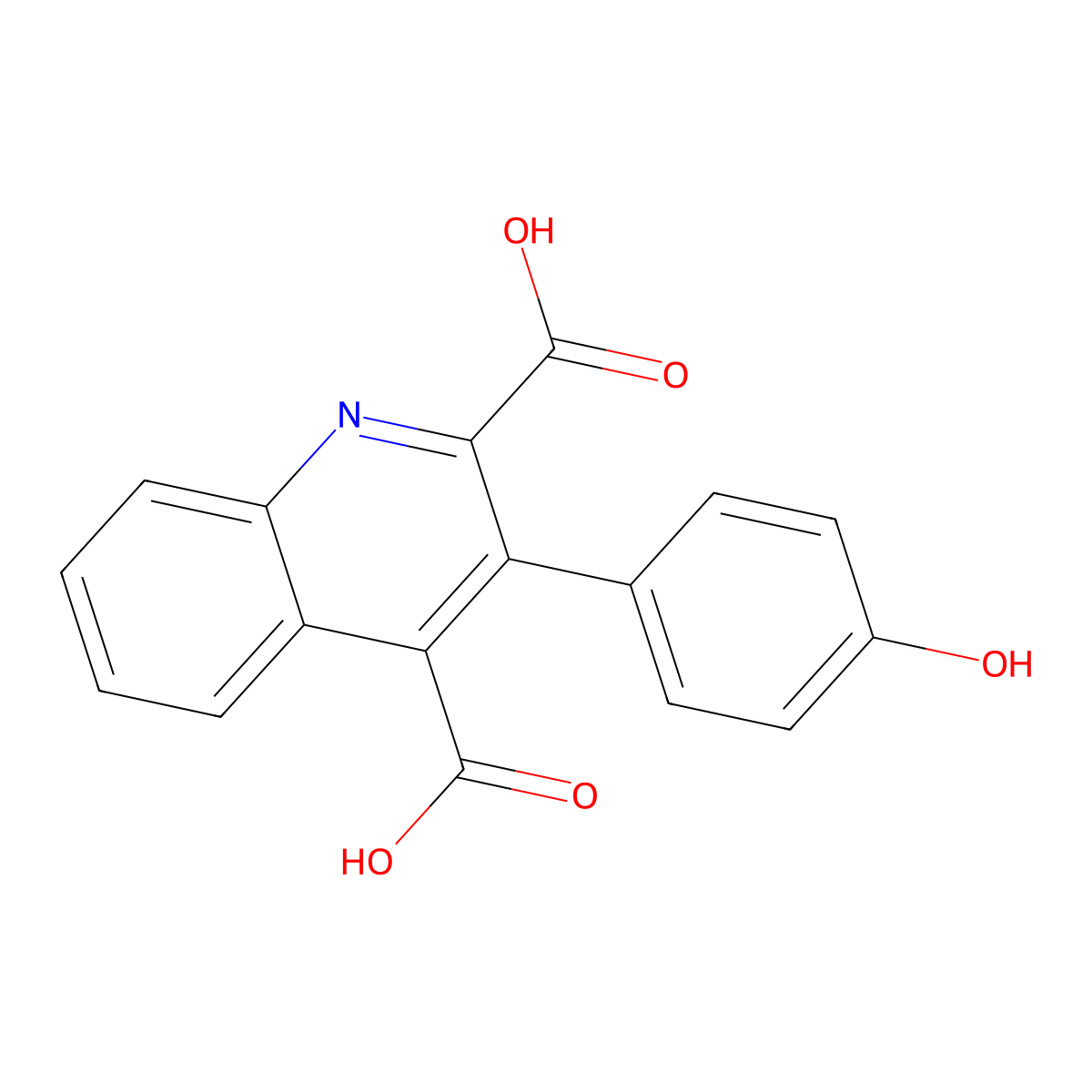 3-(4-hydroxyphenyl)quinoline-2,4-dicarboxylic Acid molecular structure, CAS 379238-86-5