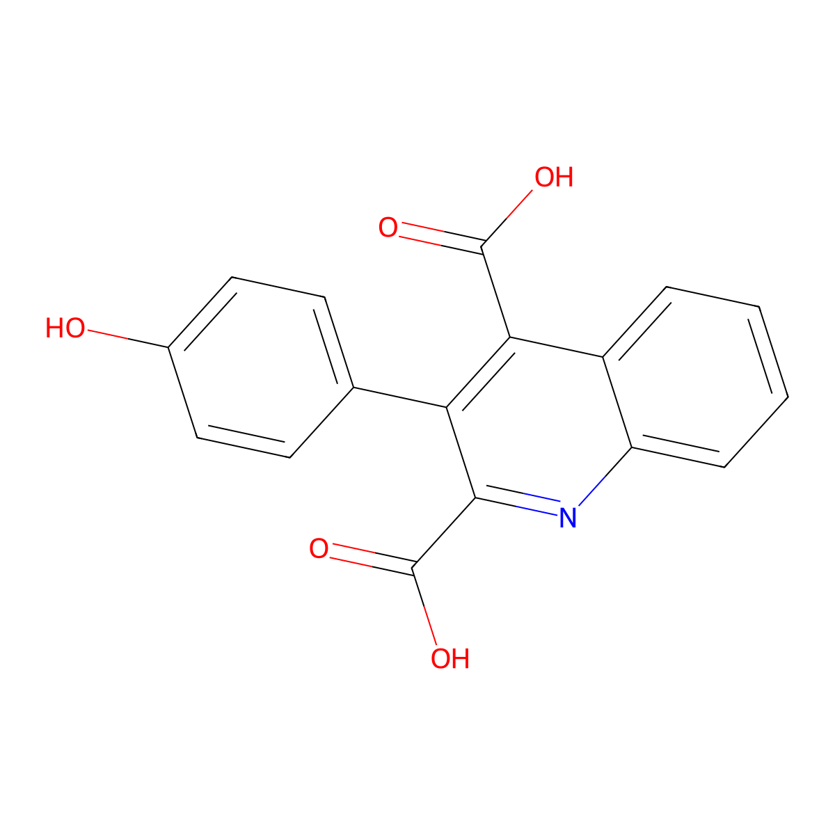 3-(4-hydroxyphenyl)quinoline-2,4-dicarboxylic Acid molecular structure, CAS 379238-86-5