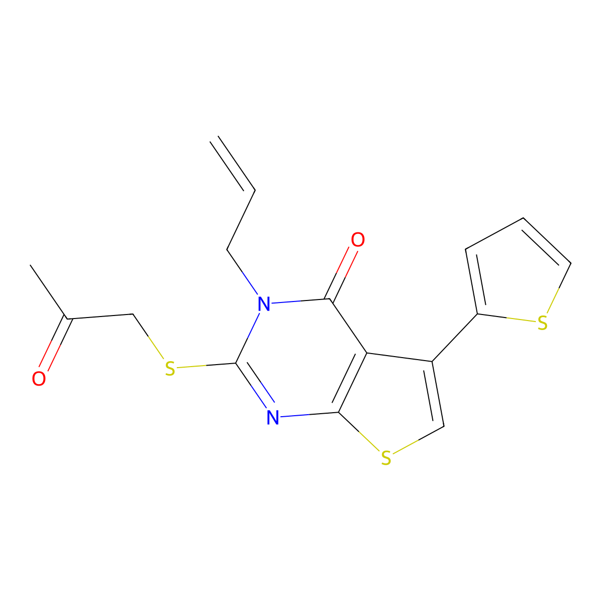 2-[(2-oxopropyl)sulfanyl]-3-(prop-2-en-1-yl)-5-(thiophen-2-yl)thieno[2,3-d]pyrimidin-4(3H)-one molecular structure, CAS 379238-93-4