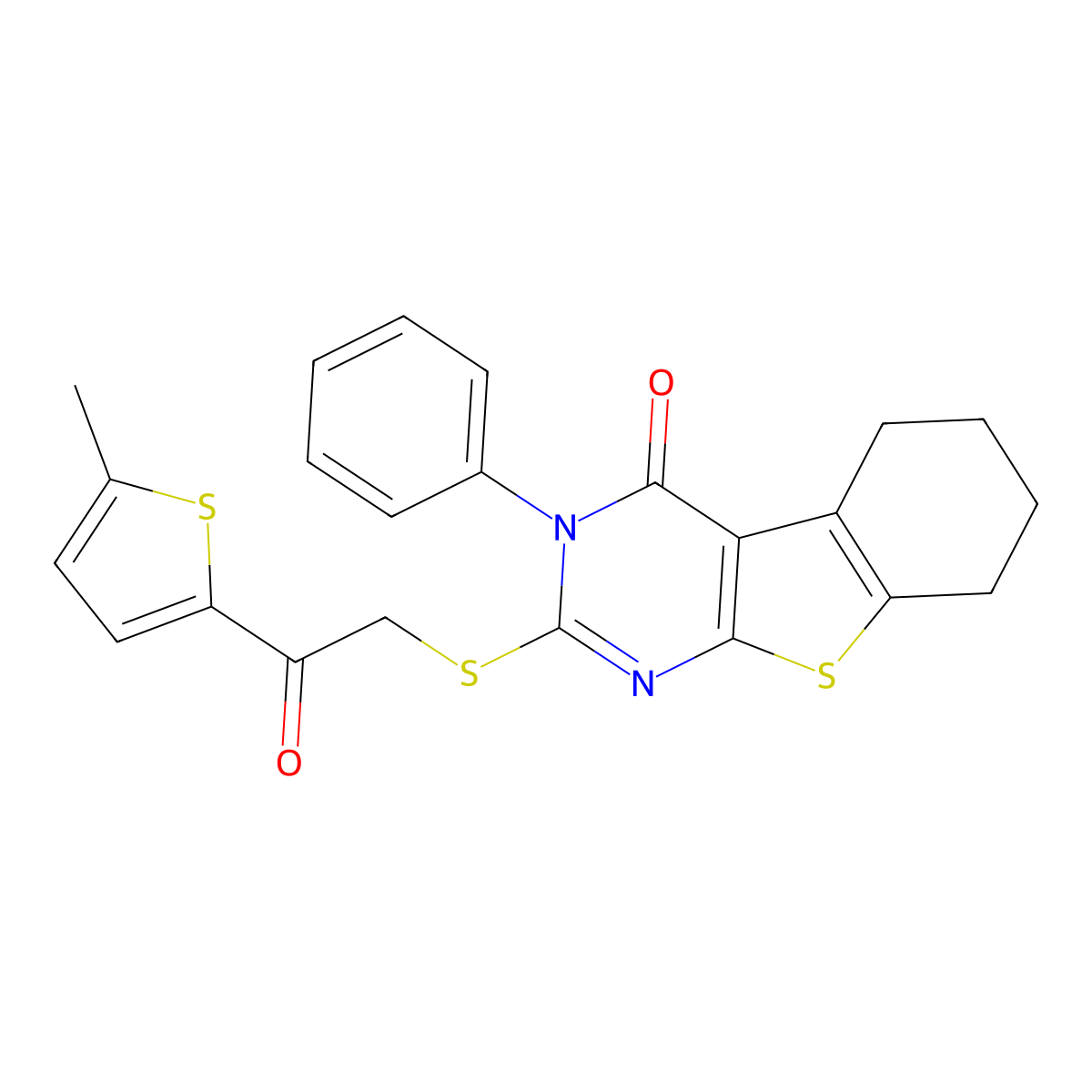 5-{[2-(5-Methylthiophen-2-yl)-2-oxoethyl]sulfanyl}-4-phenyl-8-thia-4,6-diazatricyclo[7.4.0.0^{2,7}]trideca-1(9),2(7),5-trien-3-one molecular structure, CAS 379239-33-5