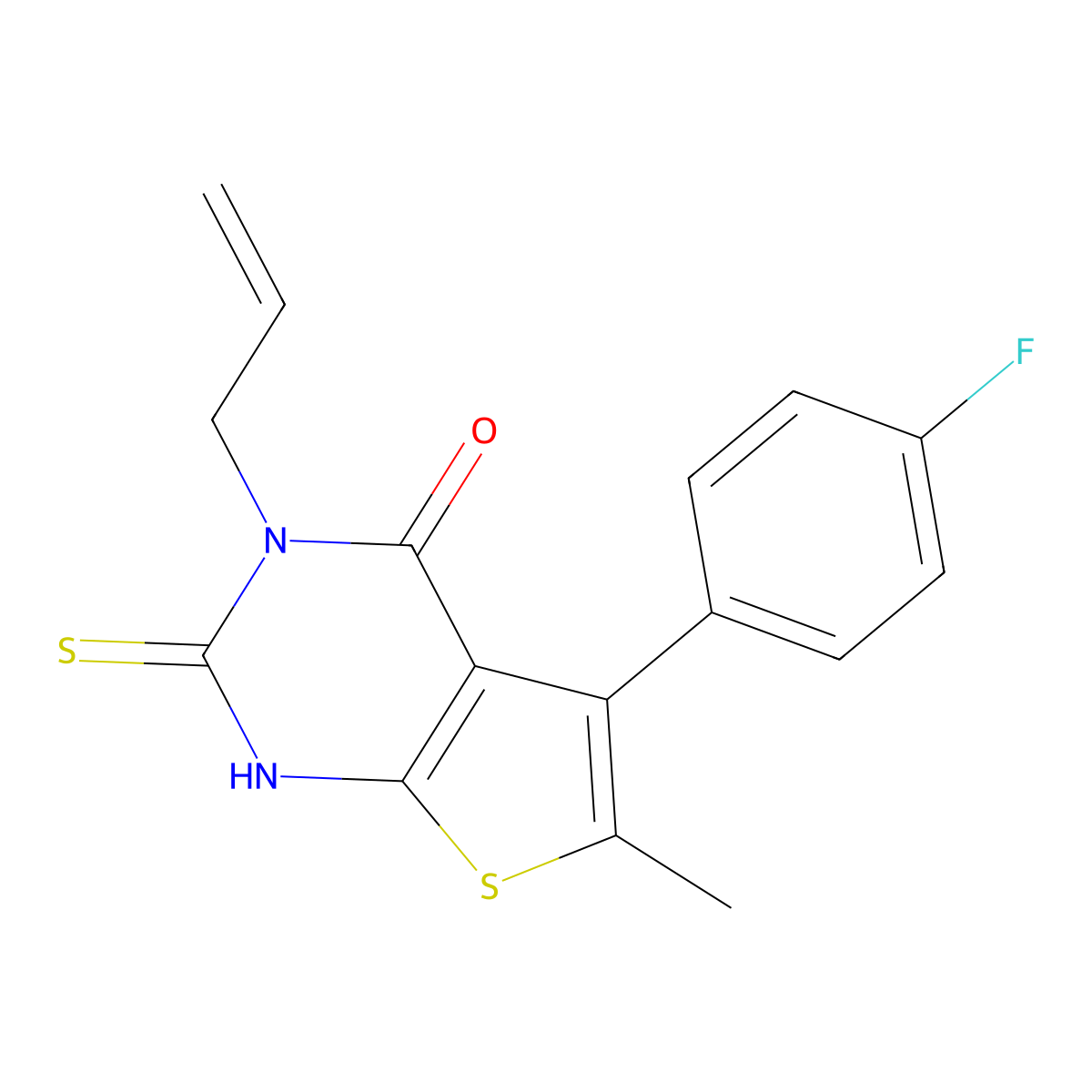 5-(4-fluorophenyl)-6-methyl-3-(prop-2-en-1-yl)-2-sulfanyl-3H,4H-thieno[2,3-d]pyrimidin-4-one molecular structure, CAS 379239-35-7