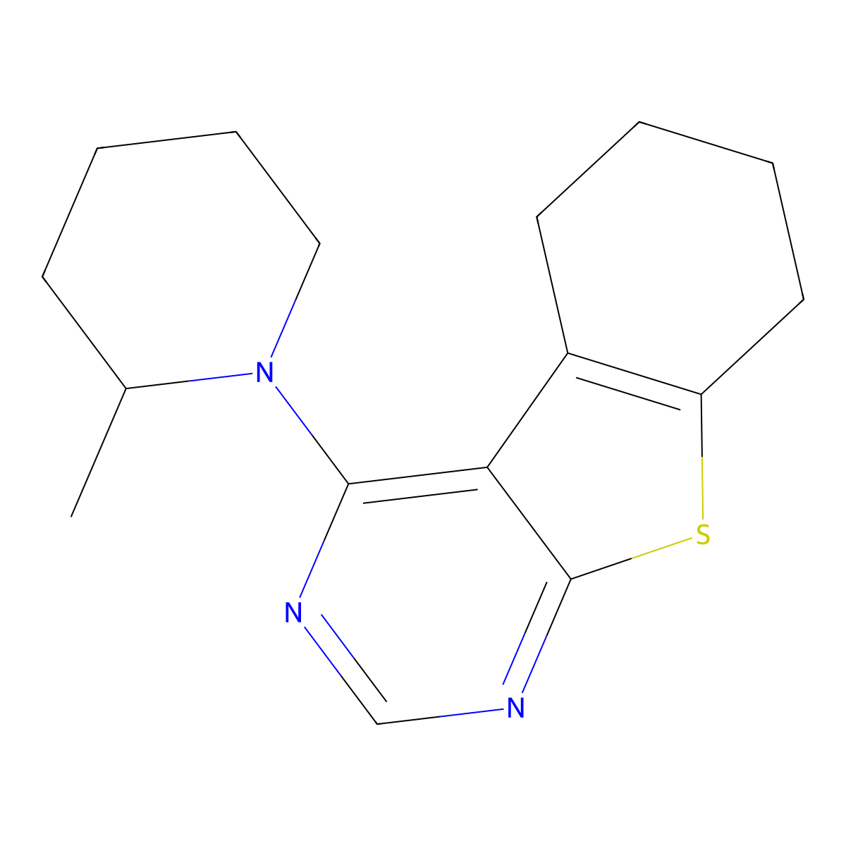 4-(2-Methylpiperidin-1-yl)-5,6,7,8-tetrahydro-[1]benzothiolo[2,3-d]pyrimidine molecular structure, CAS 379239-48-2