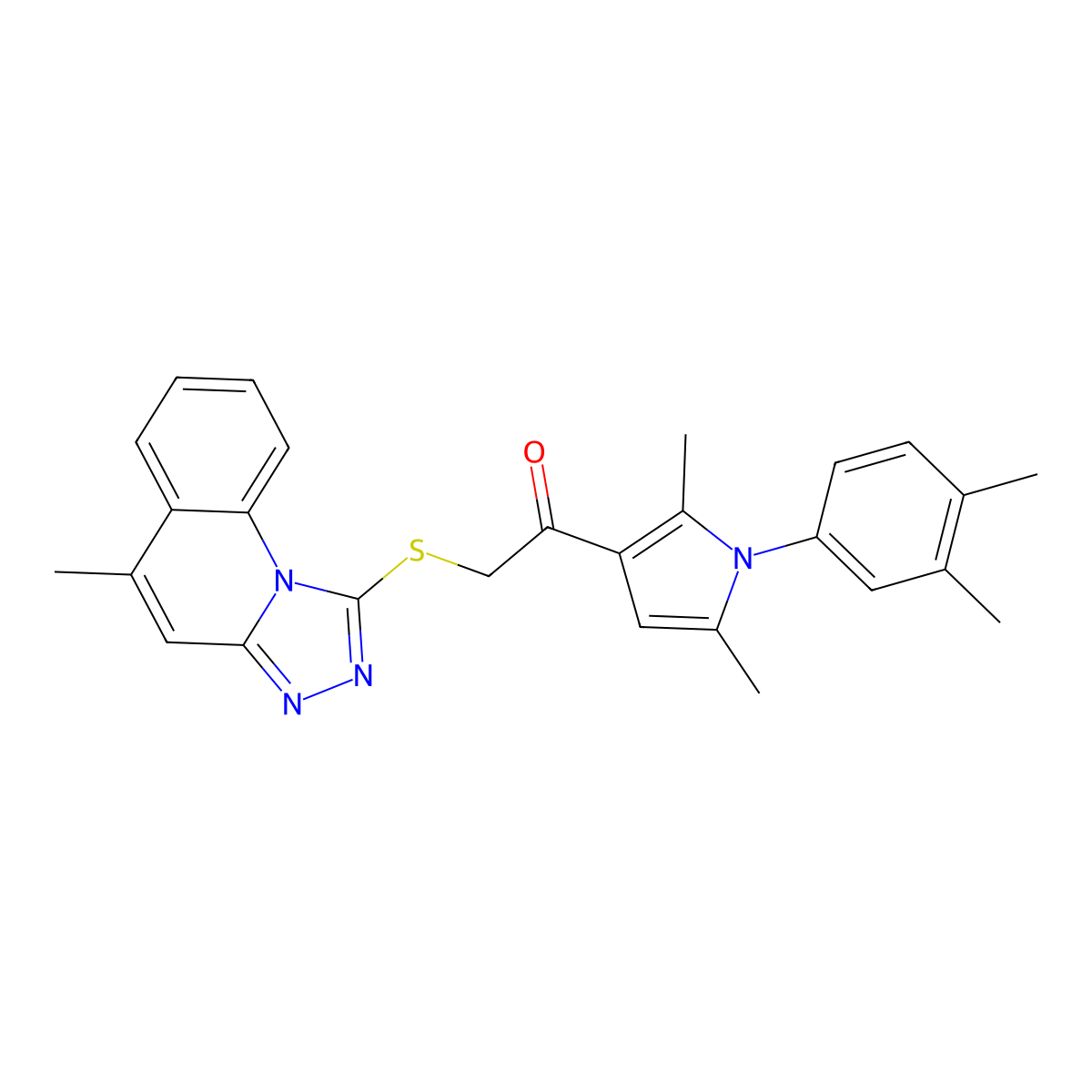 1-[1-(3,4-Dimethylphenyl)-2,5-dimethylpyrrol-3-yl]-2-[(5-methyl-[1,2,4]triazolo[4,3-a]quinolin-1-yl)sulfanyl]ethanone molecular structure, CAS 379239-54-0
