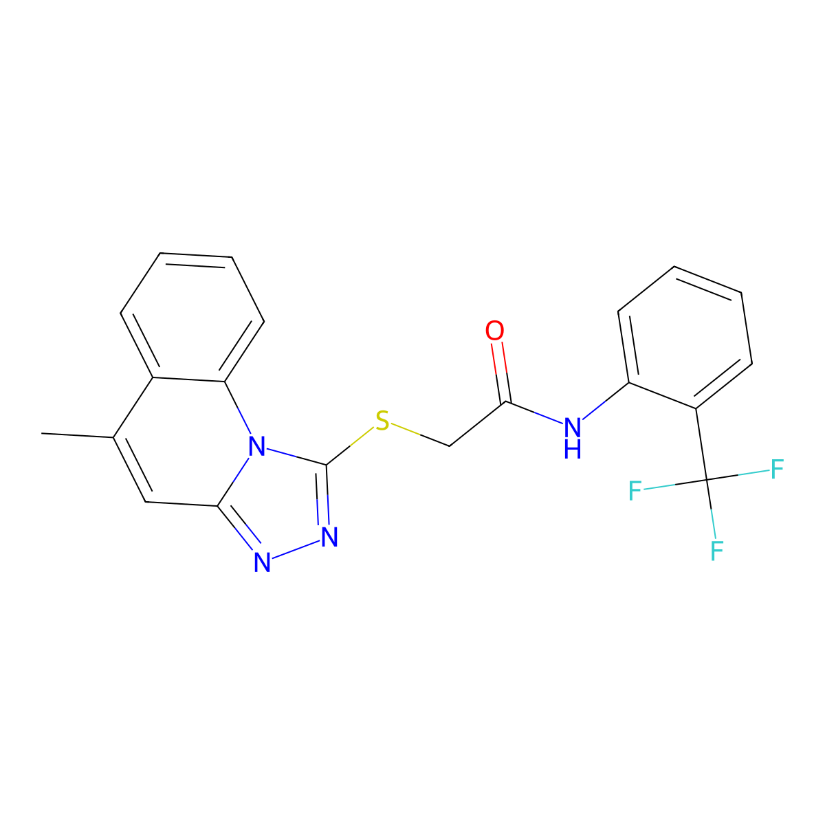 2-((5-methyl-[1,2,4]triazolo[4,3-a]quinolin-1-yl)thio)-N-(2-(trifluoromethyl)phenyl)acetamide molecular structure, CAS 379239-61-9