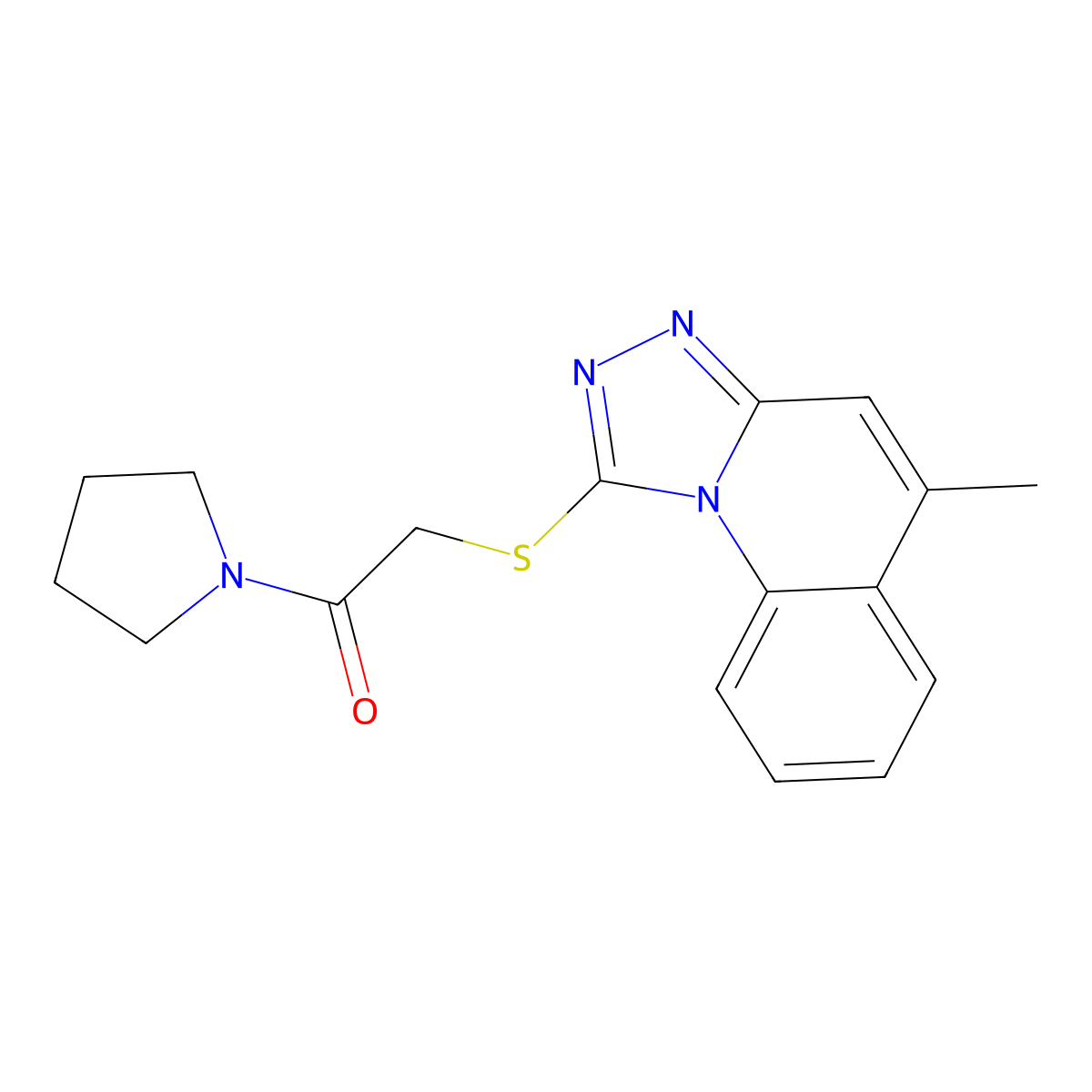 2-[(5-Methyl-[1,2,4]triazolo[4,3-a]quinolin-1-yl)sulfanyl]-1-pyrrolidin-1-ylethanone molecular structure, CAS 379239-62-0