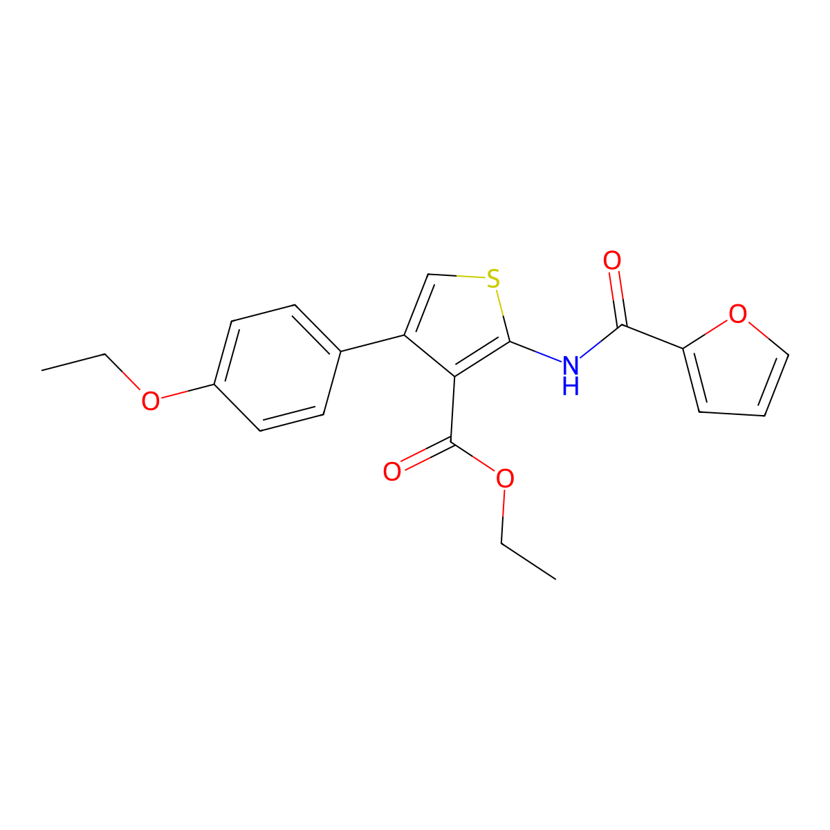 Ethyl 4-(4-ethoxyphenyl)-2-(2-furylcarbonylamino)thiophene-3-carboxylate molecular structure, CAS 379239-75-5