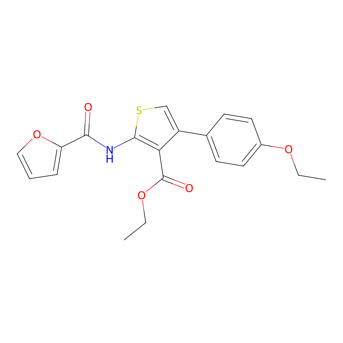 Ethyl 4-(4-ethoxyphenyl)-2-(2-furylcarbonylamino)thiophene-3-carboxylate molecular structure, CAS 379239-75-5