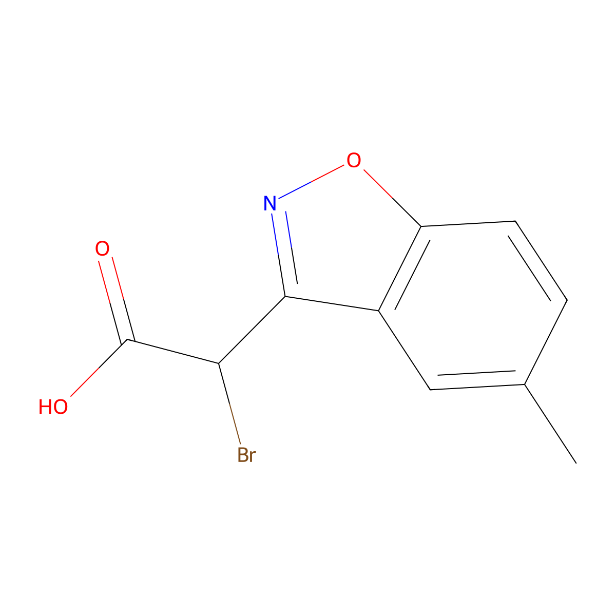 1,2-Benzisoxazole-3-acetic acid, alpha-bromo-5-methyl- molecular structure, CAS 37924-68-8