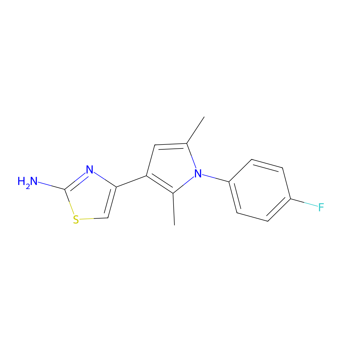 4-[1-(4-fluorophenyl)-2,5-dimethyl-1H-pyrrol-3-yl]-1,3-thiazol-2-amine molecular structure, CAS 379240-65-0