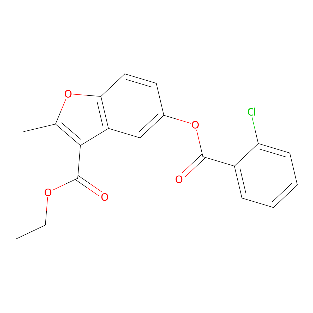 3-(Ethoxycarbonyl)-2-methylbenzo[b]furan-5-yl 2-chlorobenzoate molecular structure, CAS 379240-90-1