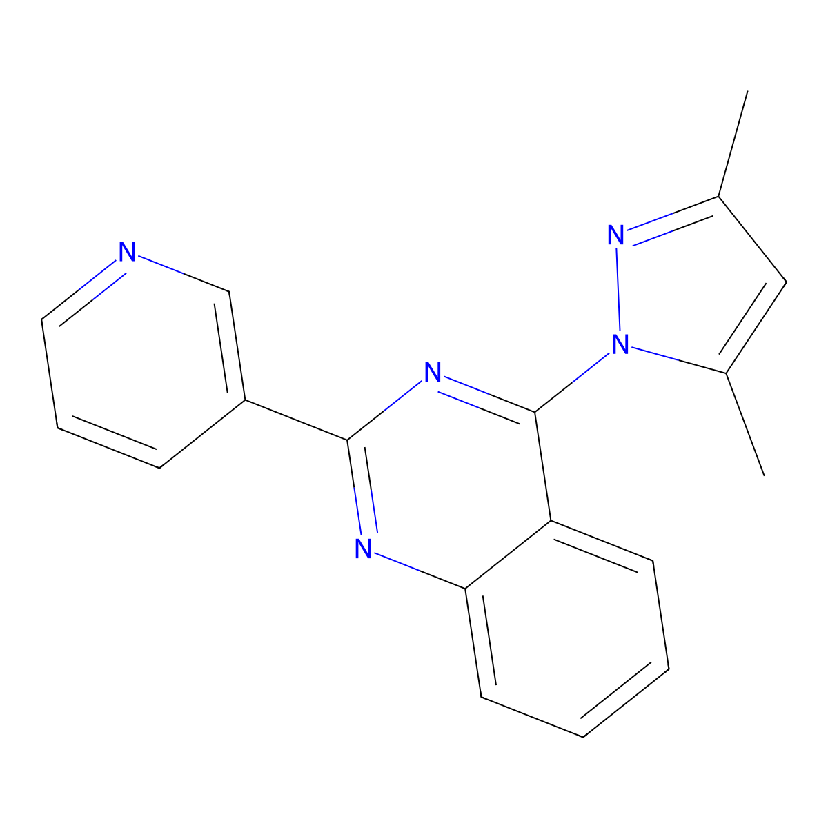 4-(3,5-dimethyl-1H-pyrazol-1-yl)-2-(3-pyridinyl)quinazoline molecular structure, CAS 379241-39-1