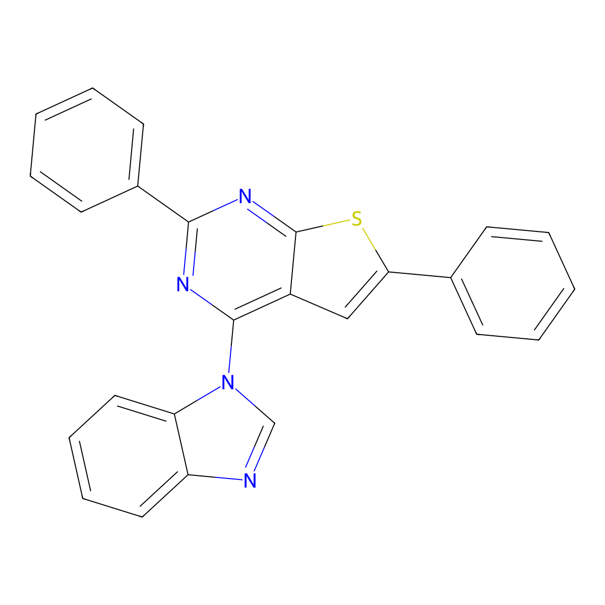 4-(1H-benzo[d]imidazol-1-yl)-2,6-diphenylthieno[2,3-d]pyrimidine molecular structure, CAS 379241-46-0