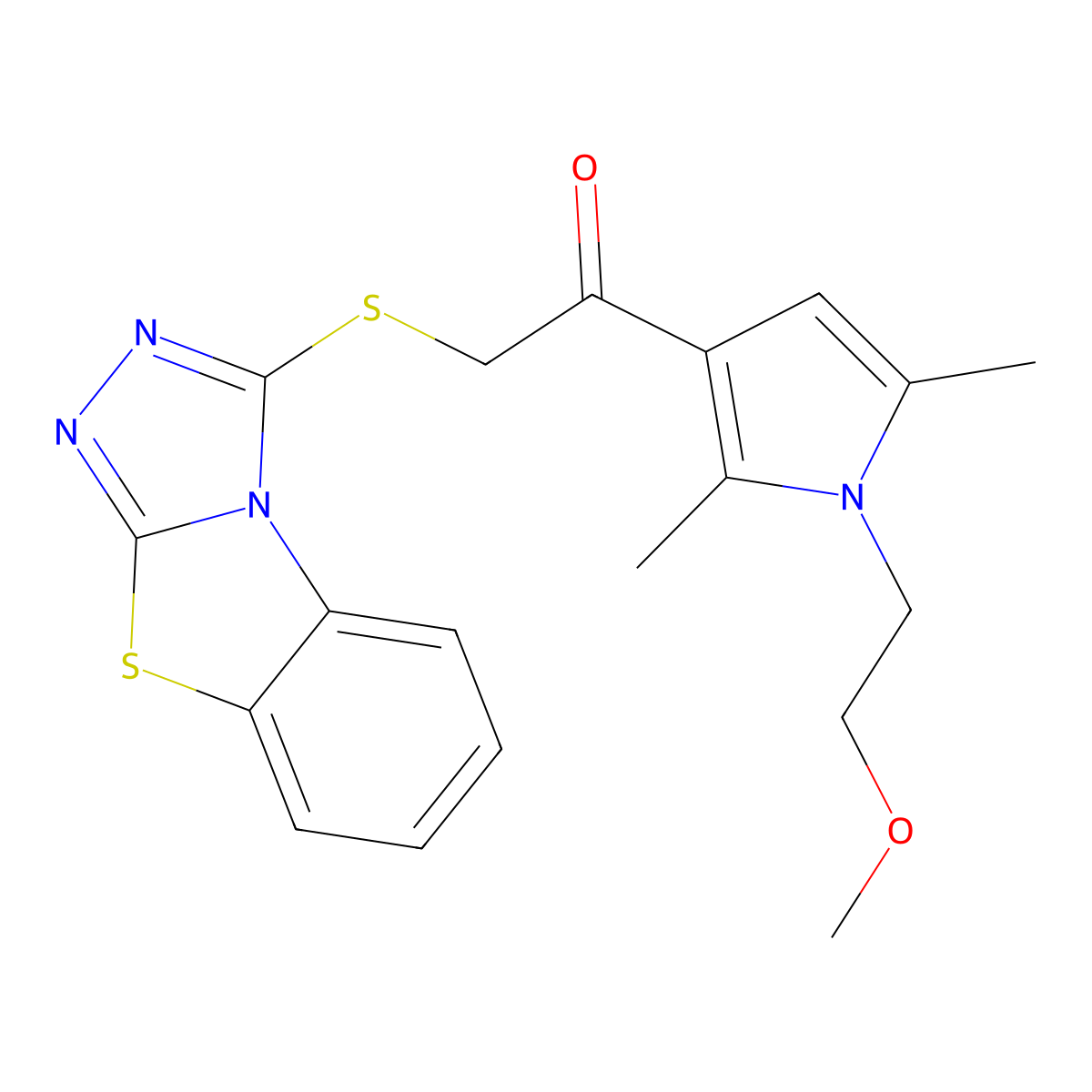 1-[1-(2-Methoxyethyl)-2,5-dimethylpyrrol-3-yl]-2-([1,2,4]triazolo[3,4-b][1,3]benzothiazol-1-ylsulfanyl)ethanone molecular structure, CAS 379241-49-3
